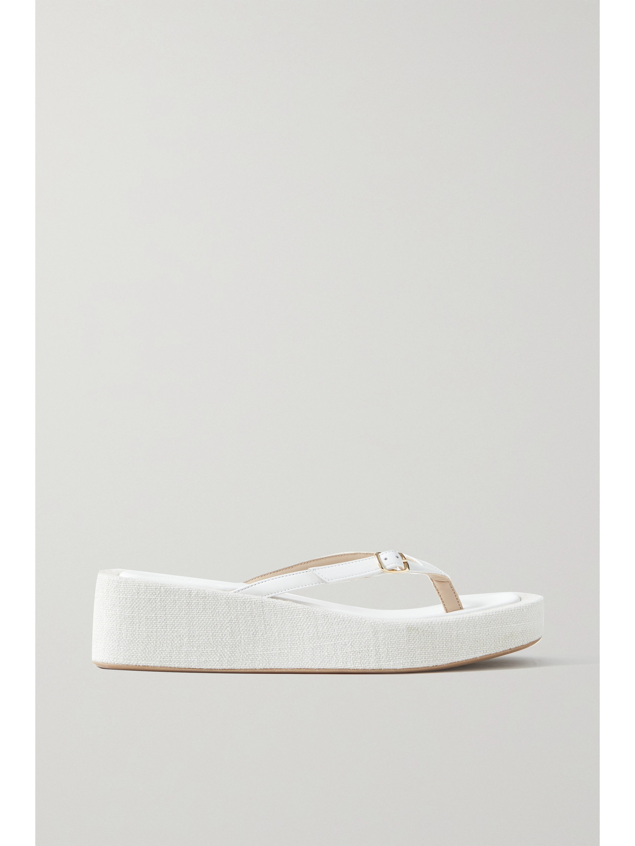 JACQUEMUS LES TATANES LIN LEATHER PLATFORM FLIP FLOPS