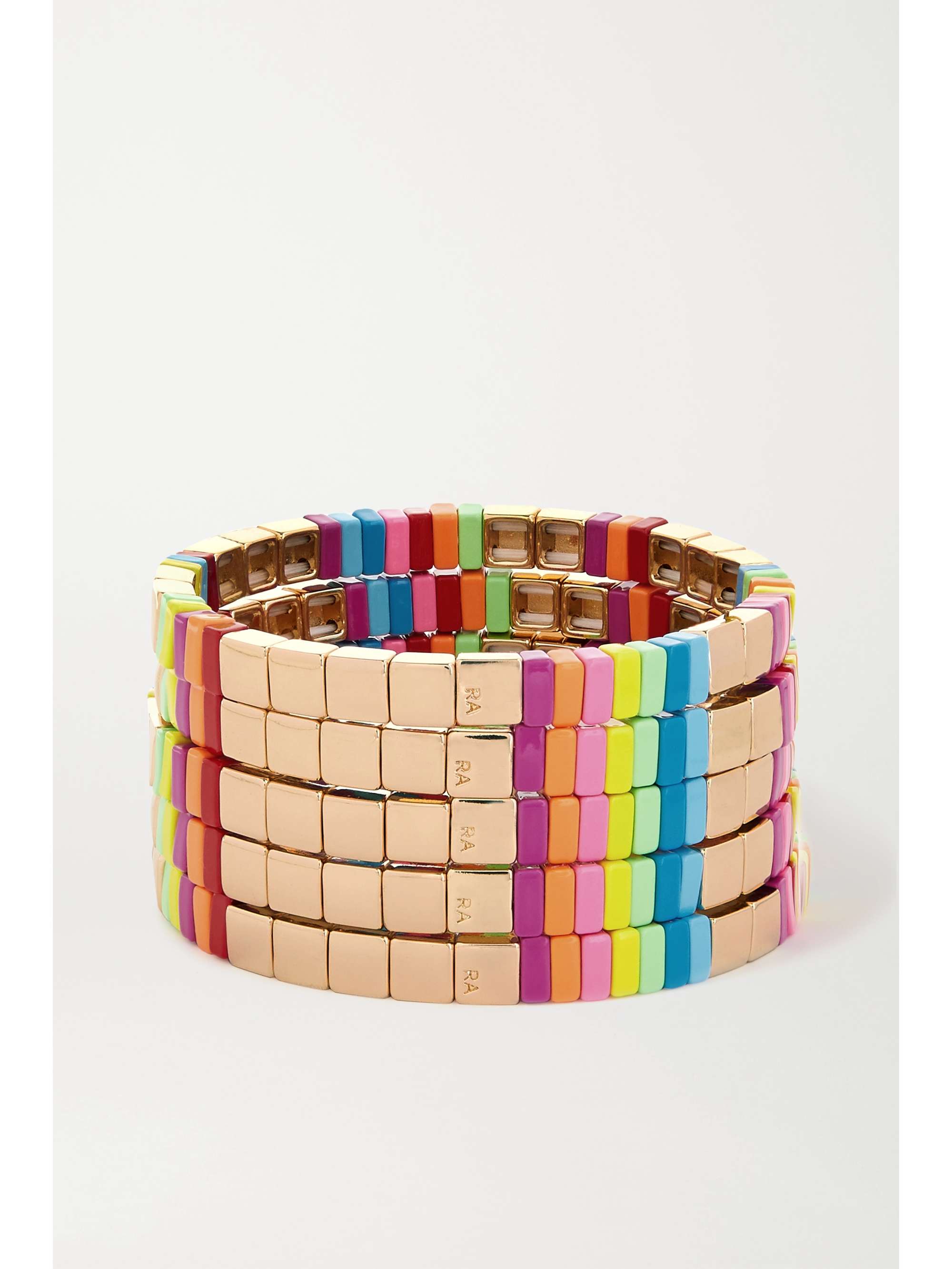 ROXANNE ASSOULIN Set of five enamel and gold-tone bracelets