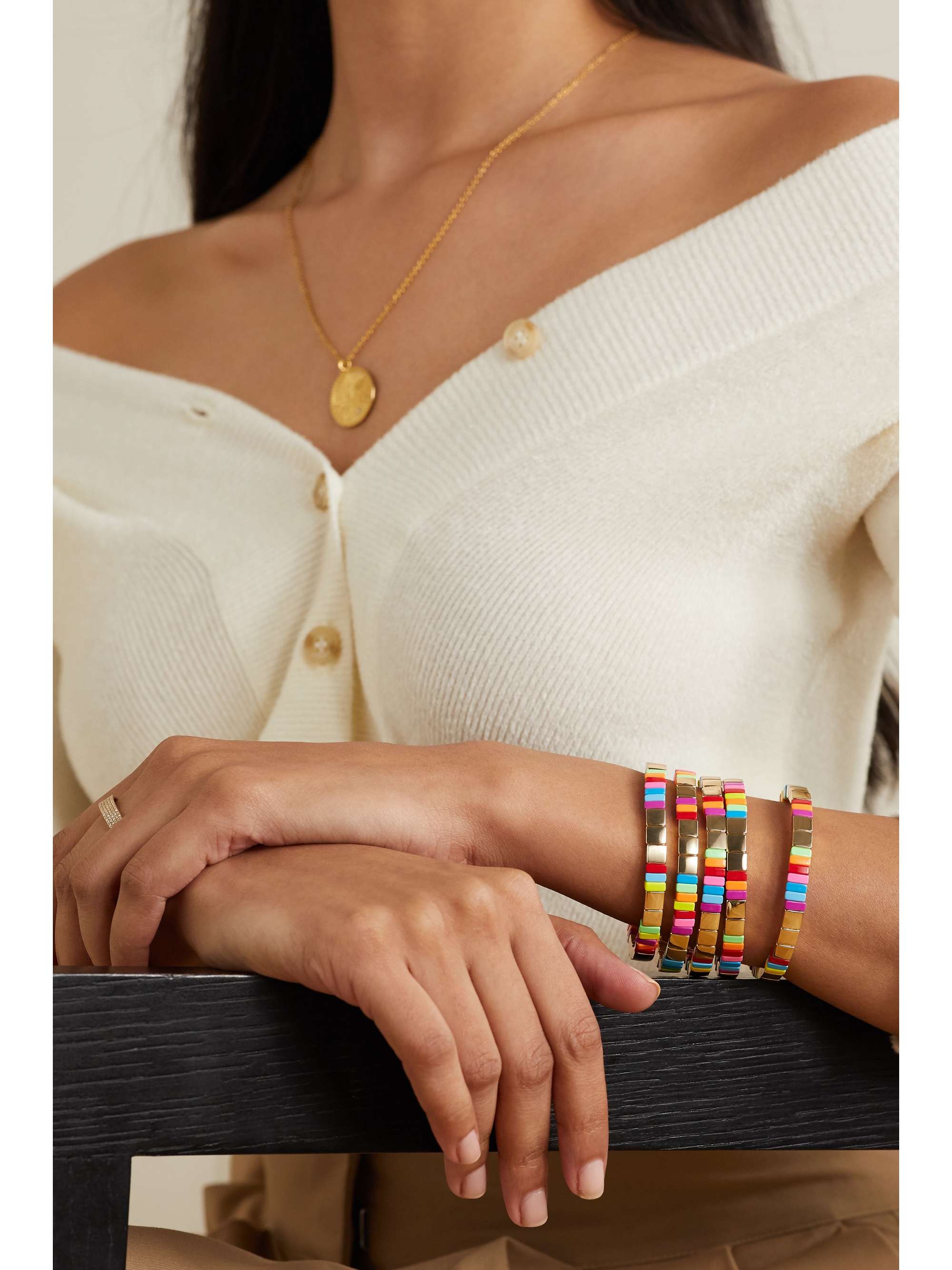 ROXANNE ASSOULIN Set of five enamel and gold-tone bracelets