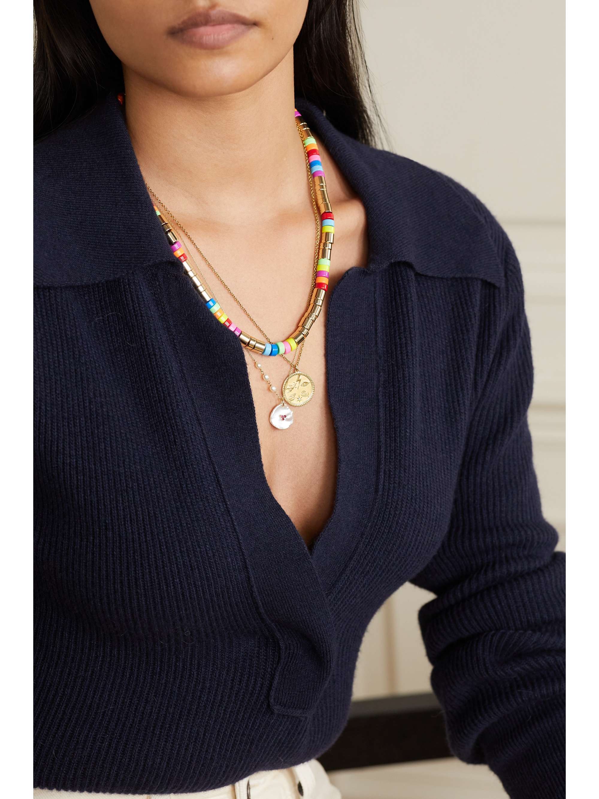 ROXANNE ASSOULIN Enamel and gold-tone necklace