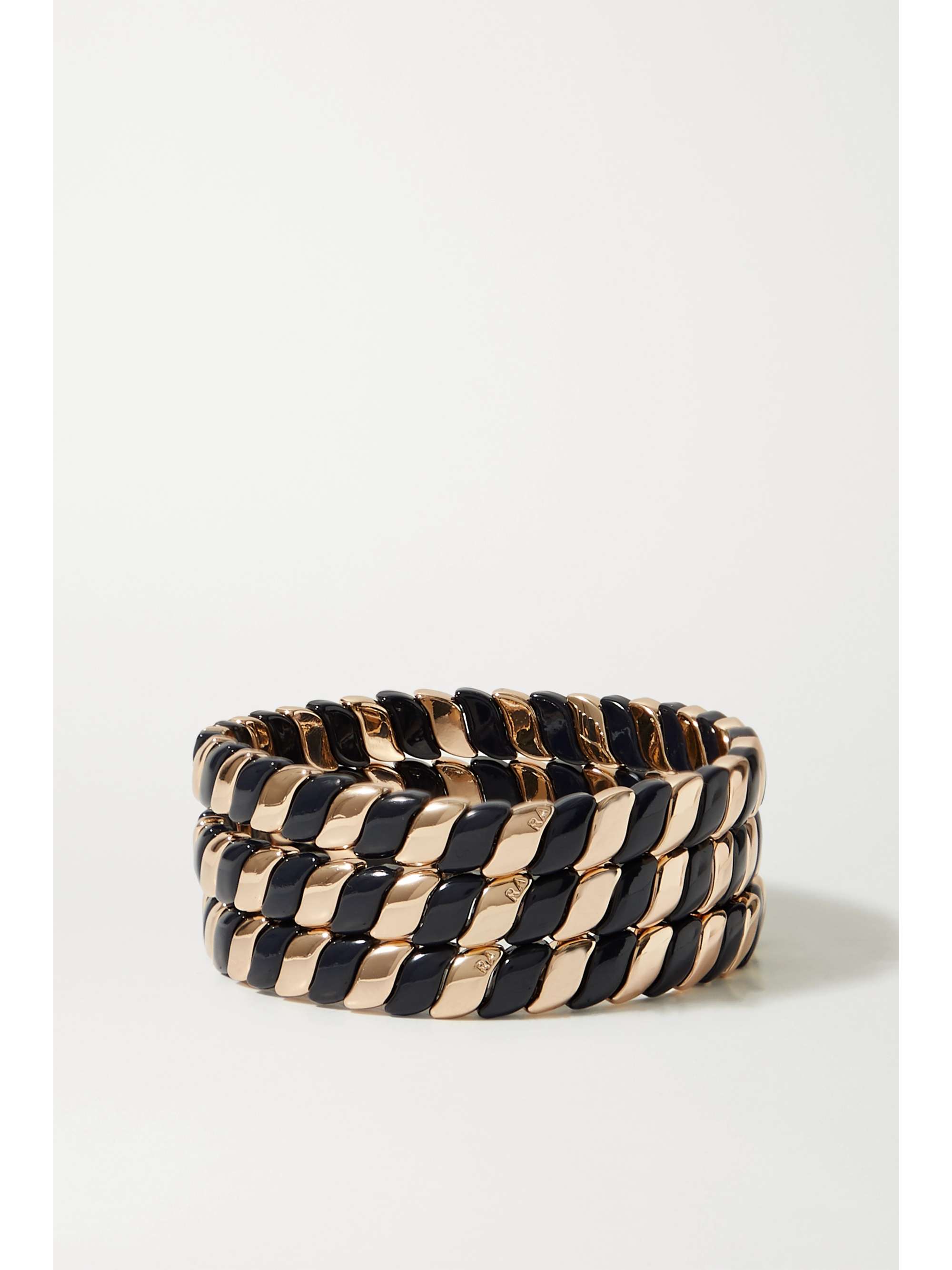 ROXANNE ASSOULIN Show Me The Ropes set of three gold-tone and enamel bracelets