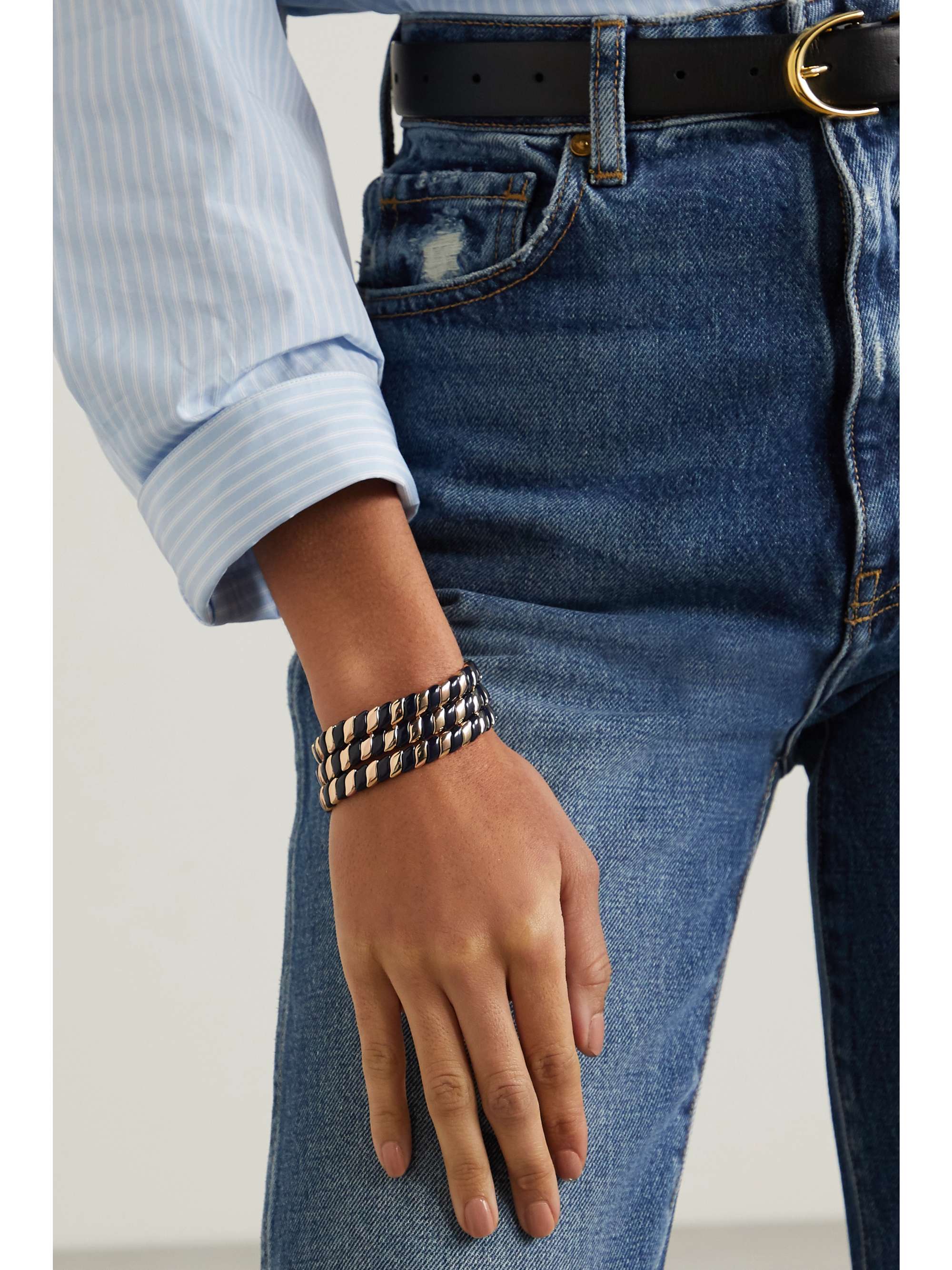 ROXANNE ASSOULIN Show Me The Ropes set of three gold-tone and enamel bracelets