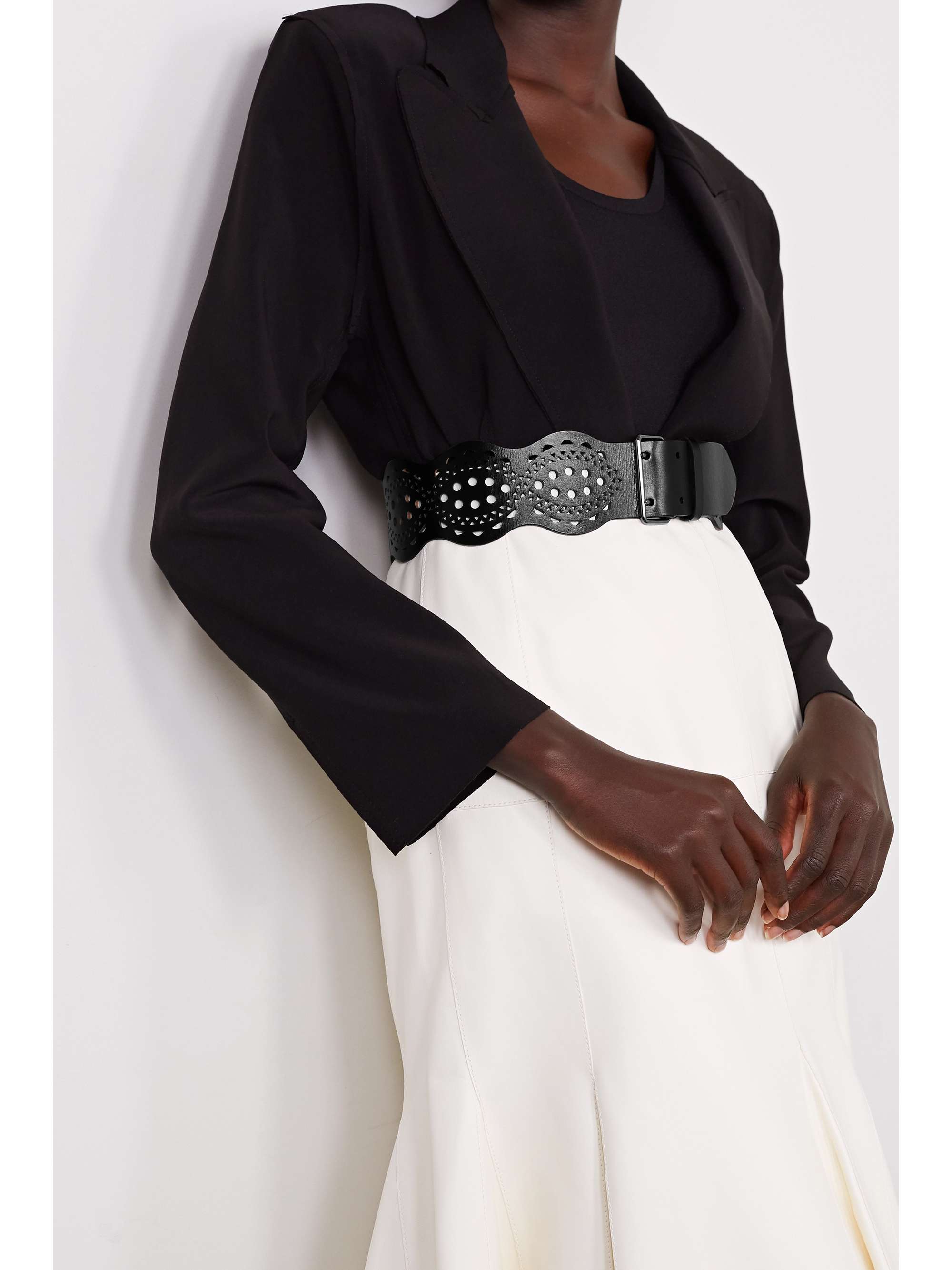 ALAÏA Laser-cut leather waist belt