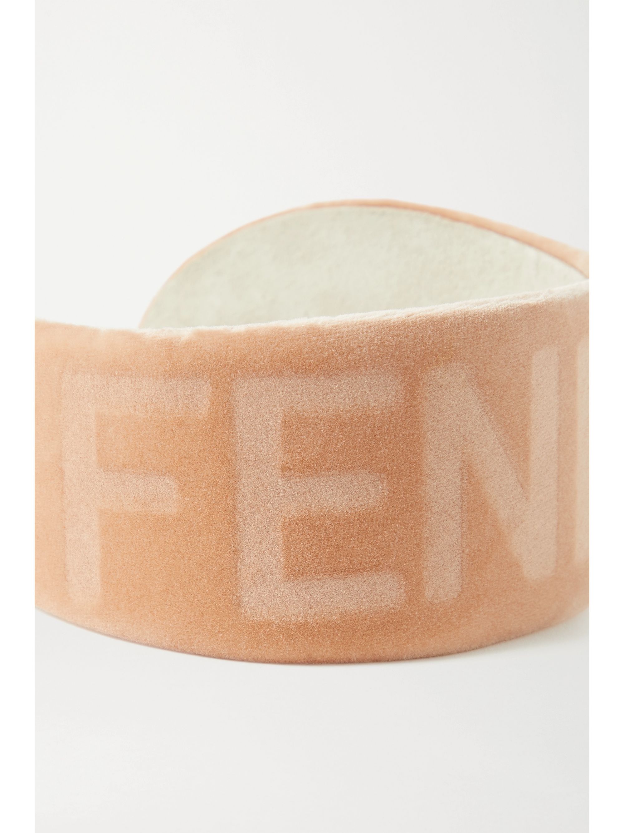 Blush Logodebossed cottonvelvet headband FENDI NETAPORTER