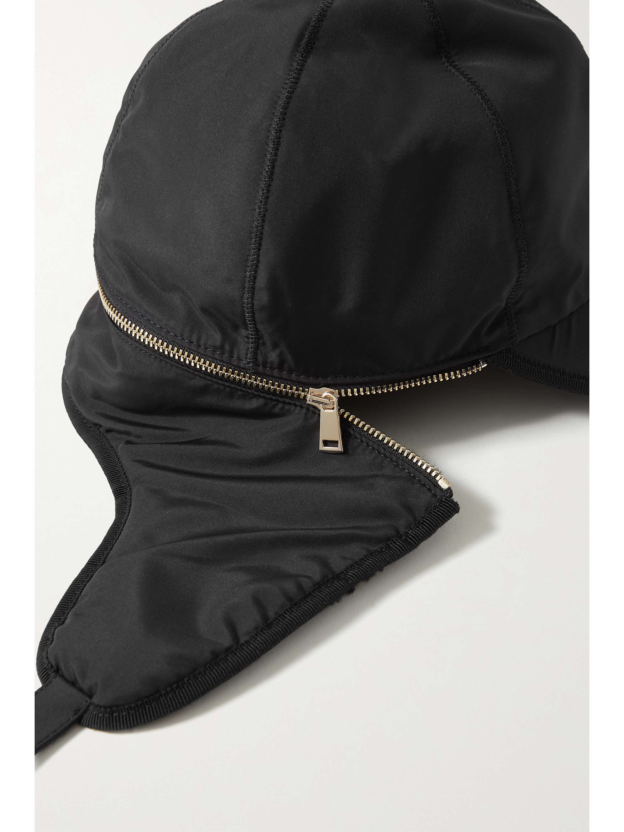 Black Shearling-trimmed embroidered 