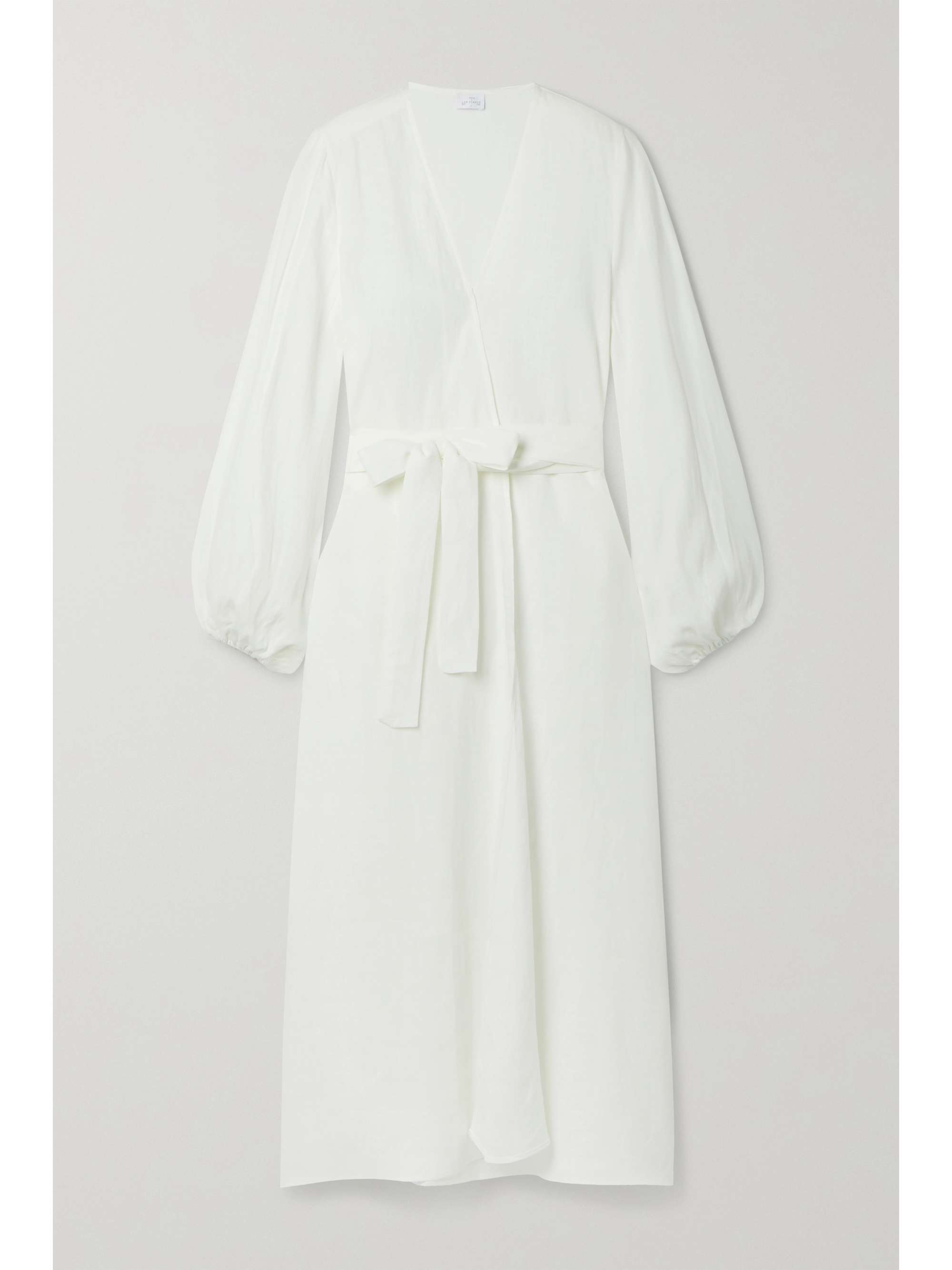 white linen wrap dress