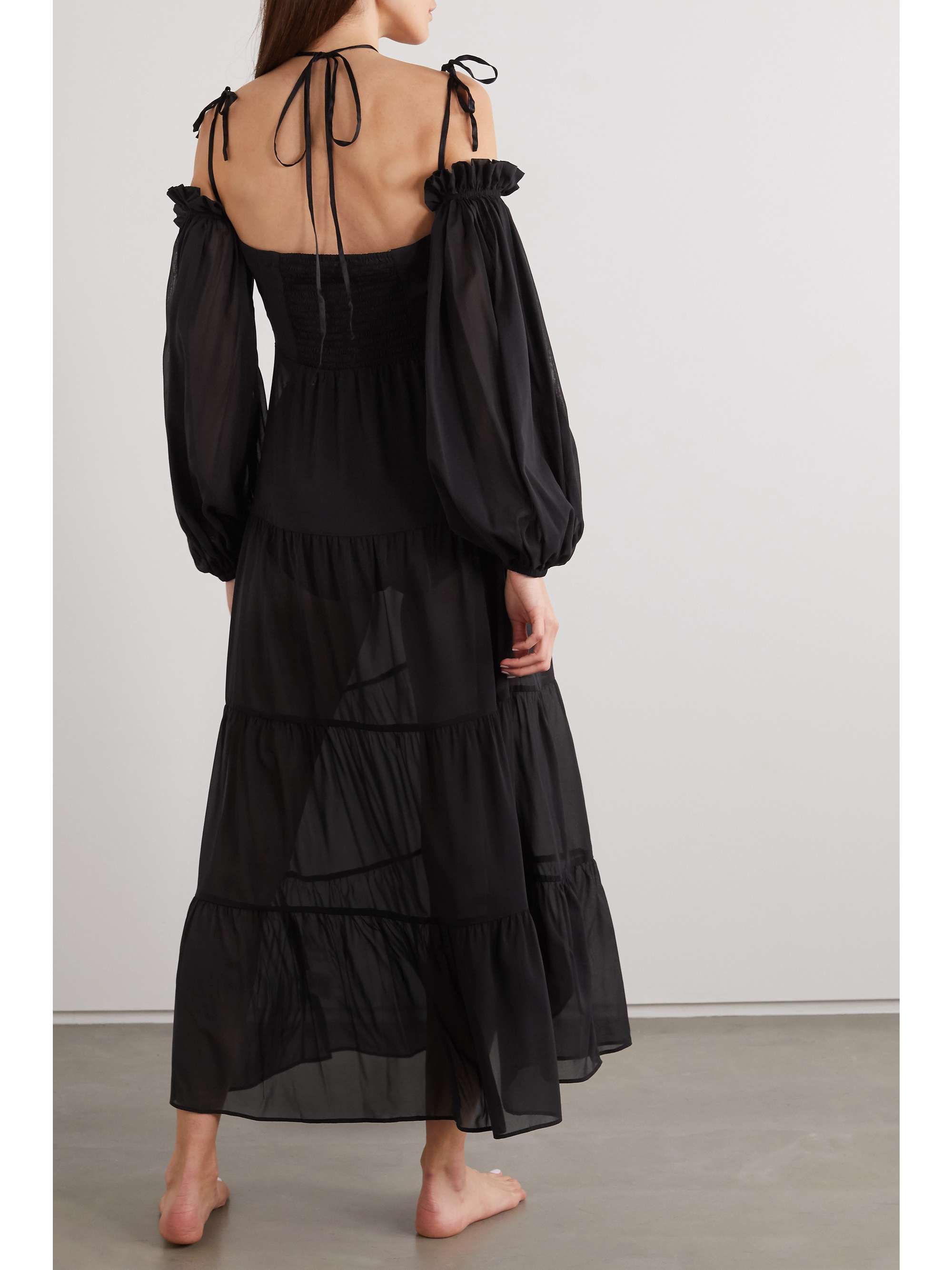 SLEEPING WITH JACQUES Bronte gathered silk-blend chiffon nightdress