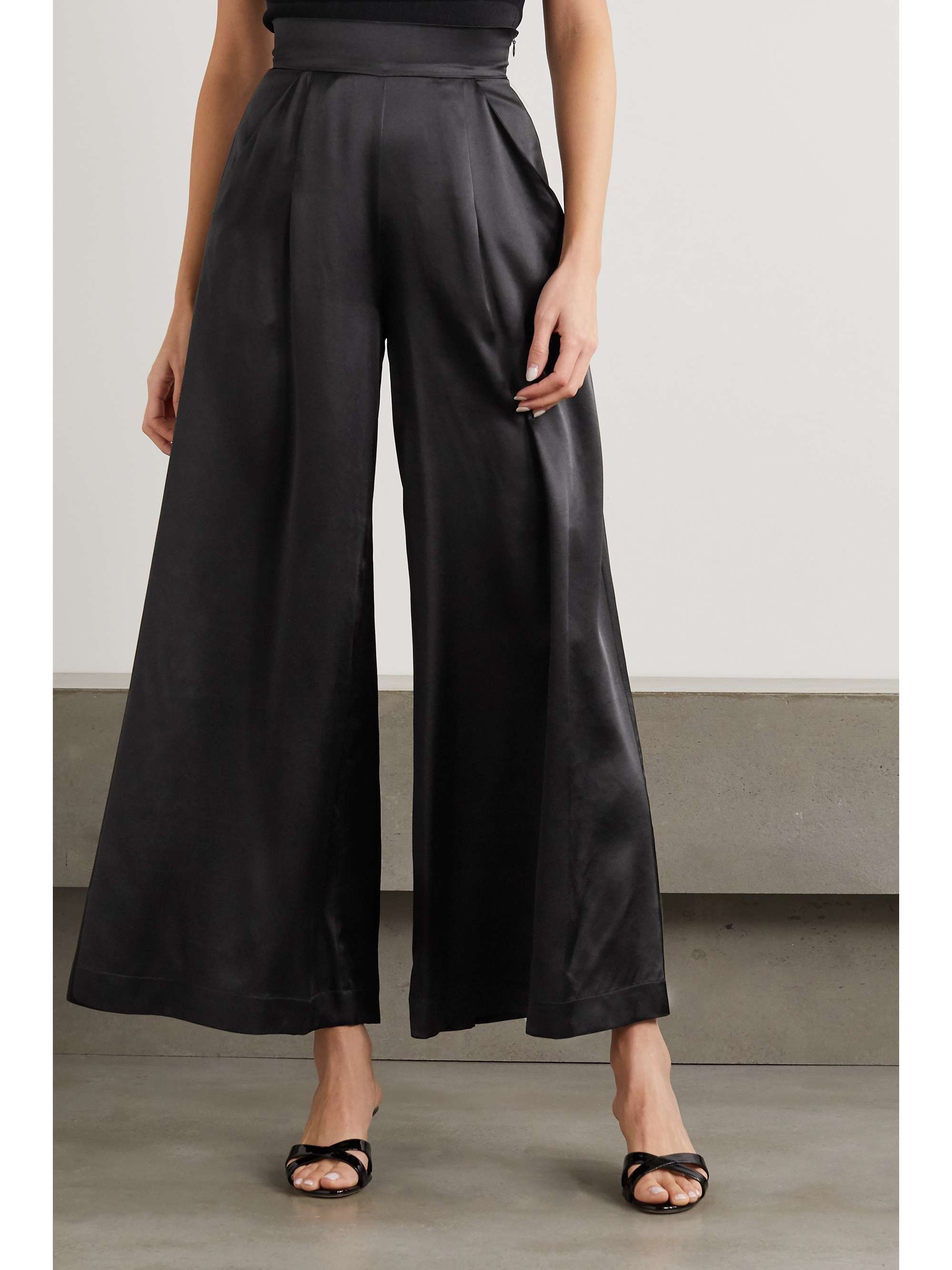 LORETTA CAPONI Sabrina silk-satin wide-leg pants