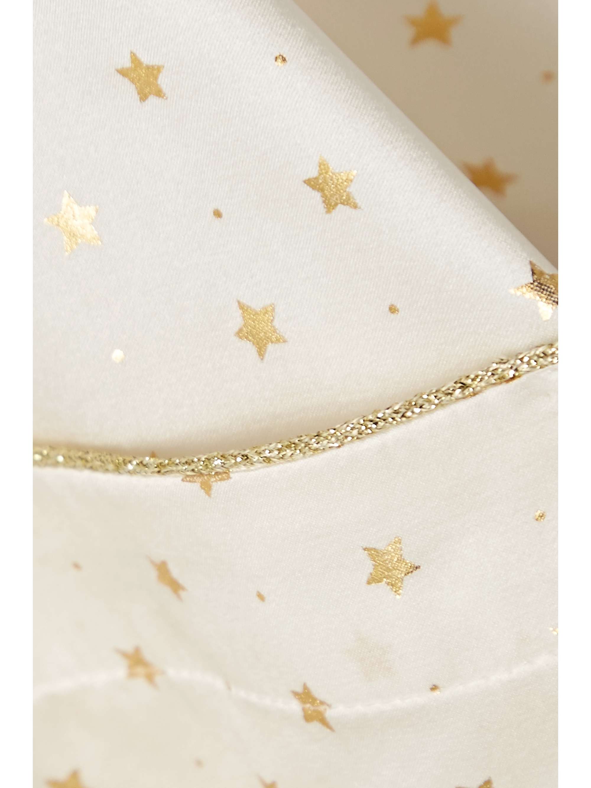 MORGAN LANE Tami metallic-trimmed printed silk-blend satin pajama shirt