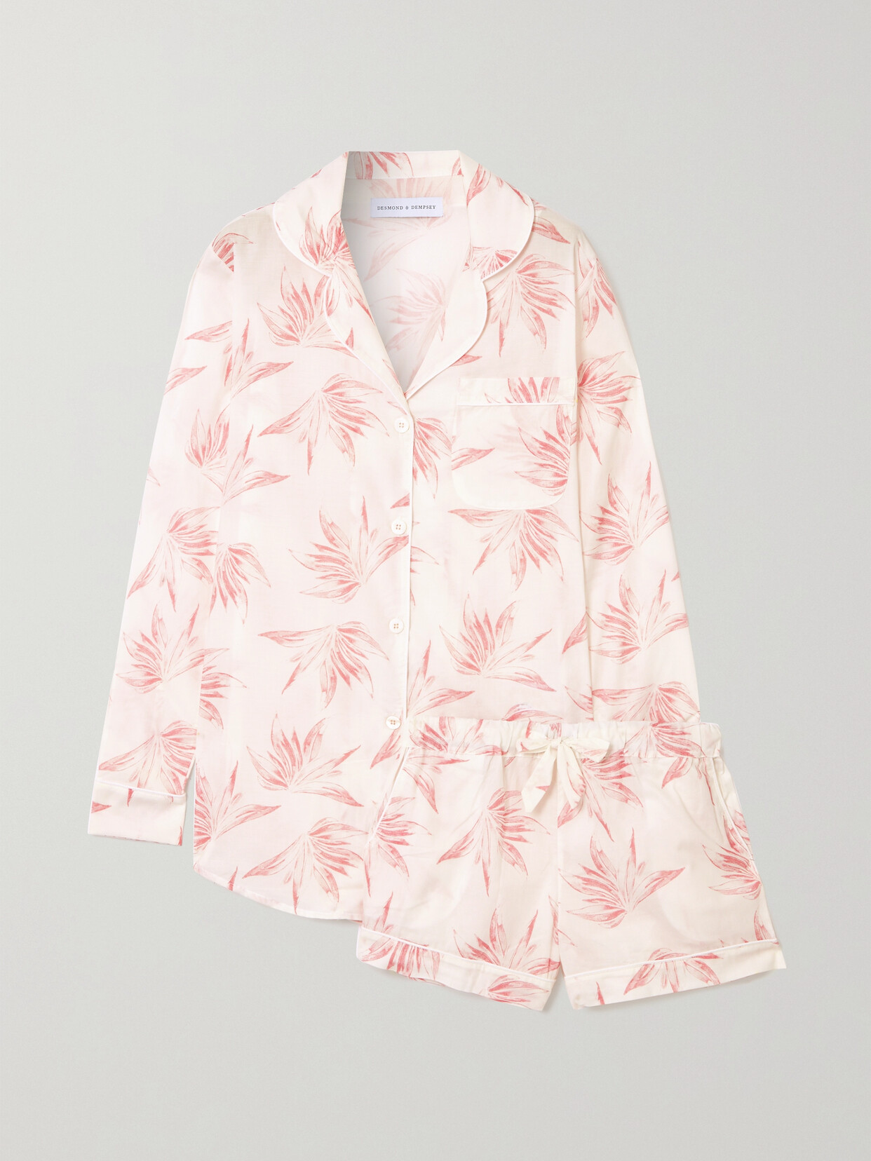 Desmond & Dempsey Deia Printed Organic Cotton Pajama Set - Cream