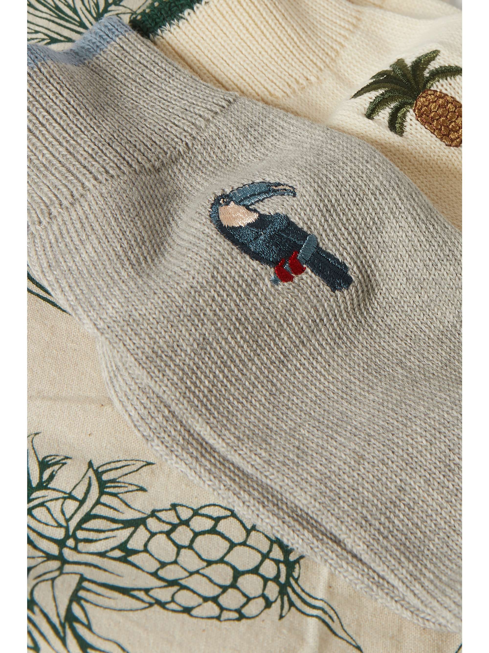 DESMOND & DEMPSEY Howie and Bocas set of two embroidered cotton-blend socks
