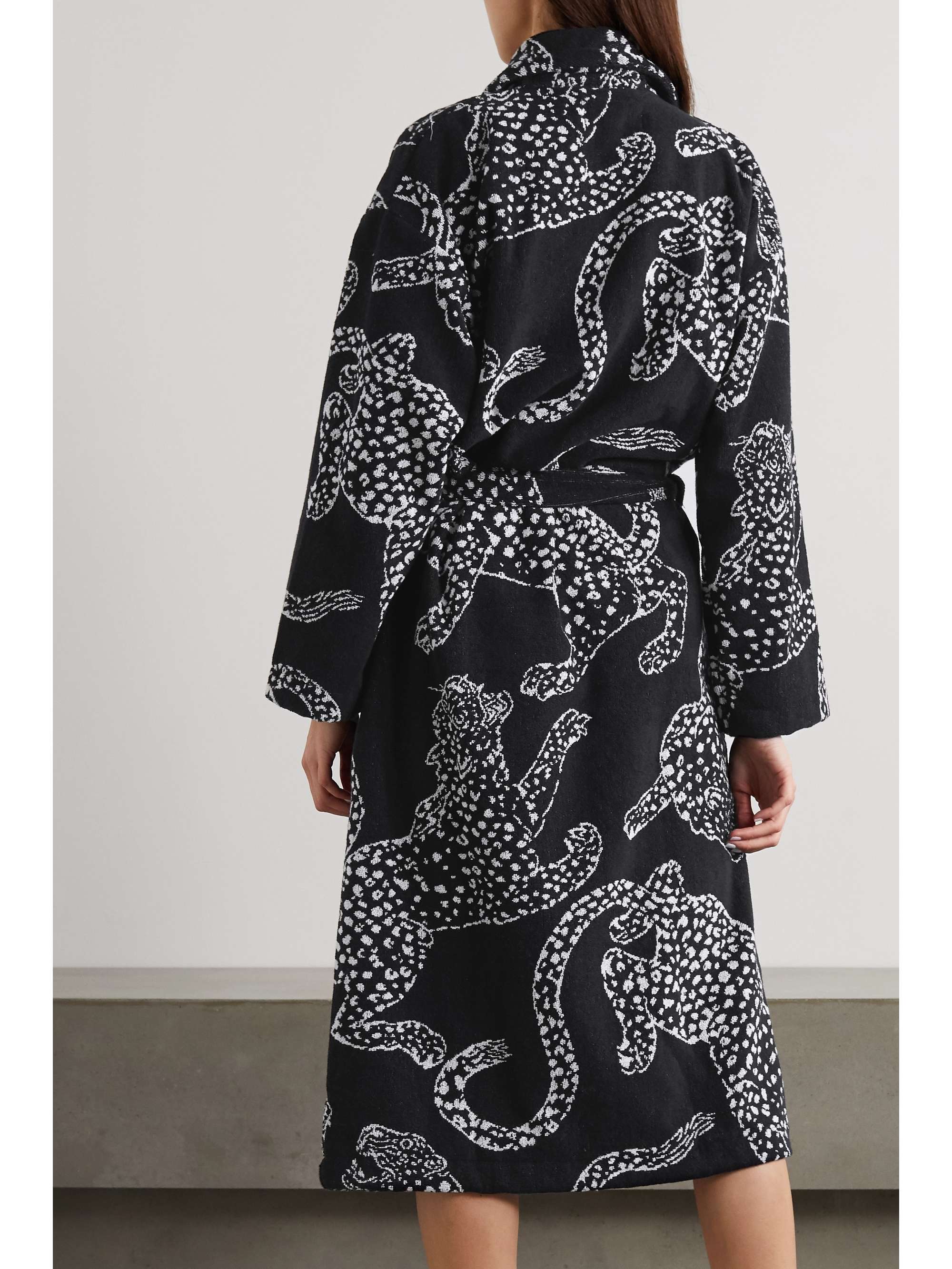 DESMOND & DEMPSEY Belted cotton-terry jacquard robe