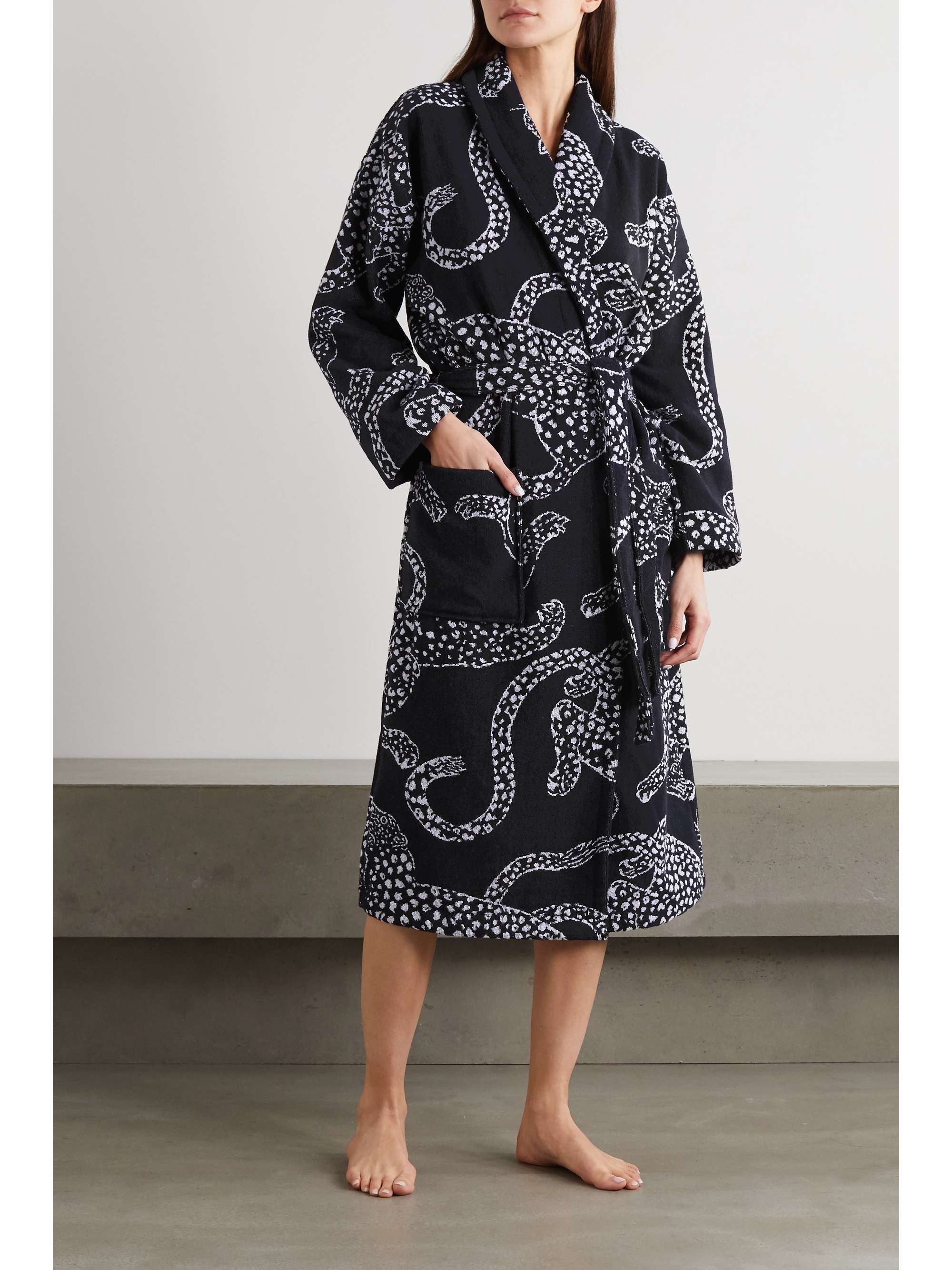 DESMOND & DEMPSEY Belted cotton-terry jacquard robe