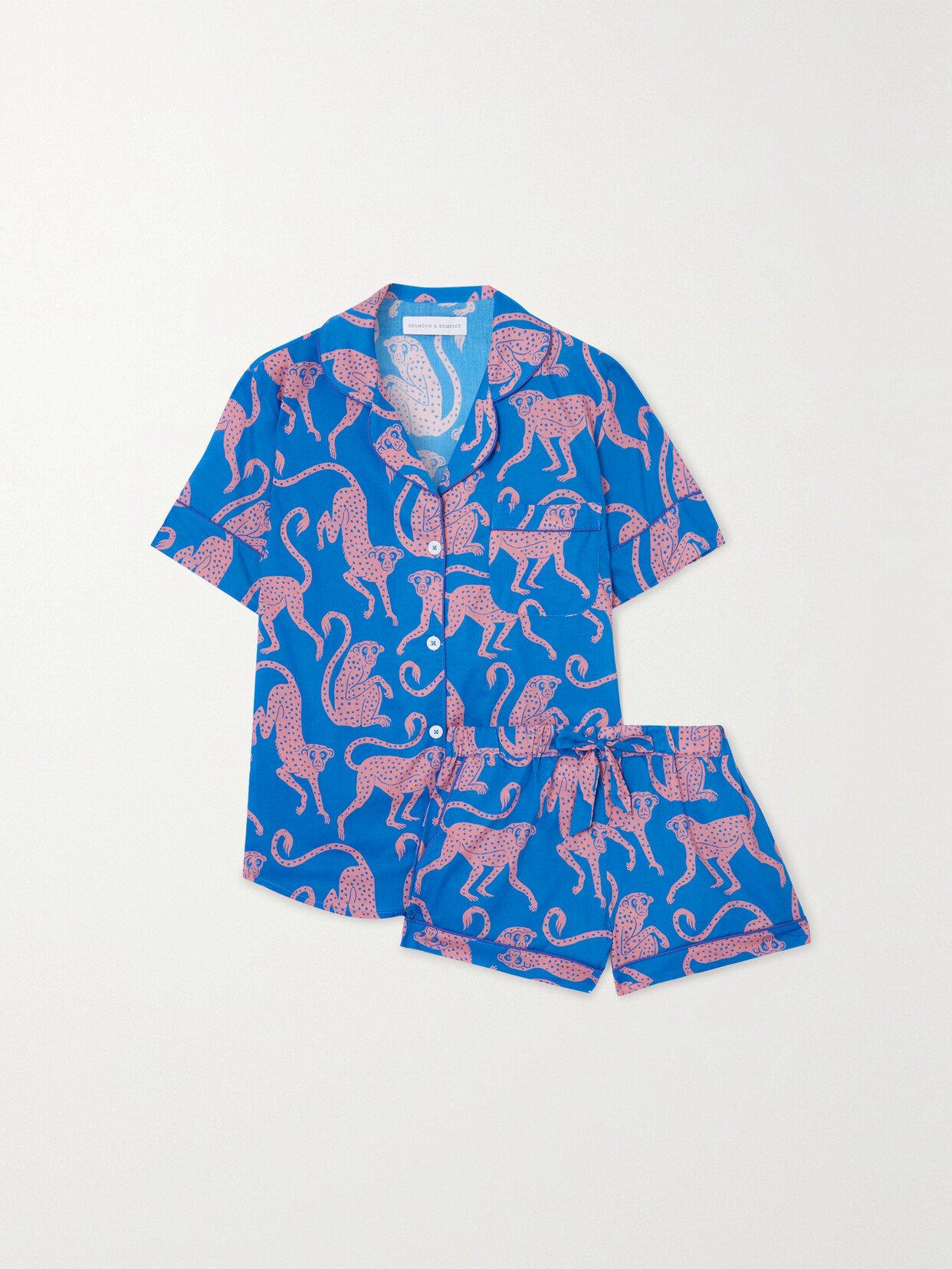 Shop Desmond & Dempsey + Net Sustain Chango Printed Organic Cotton Pajama Set In Blue