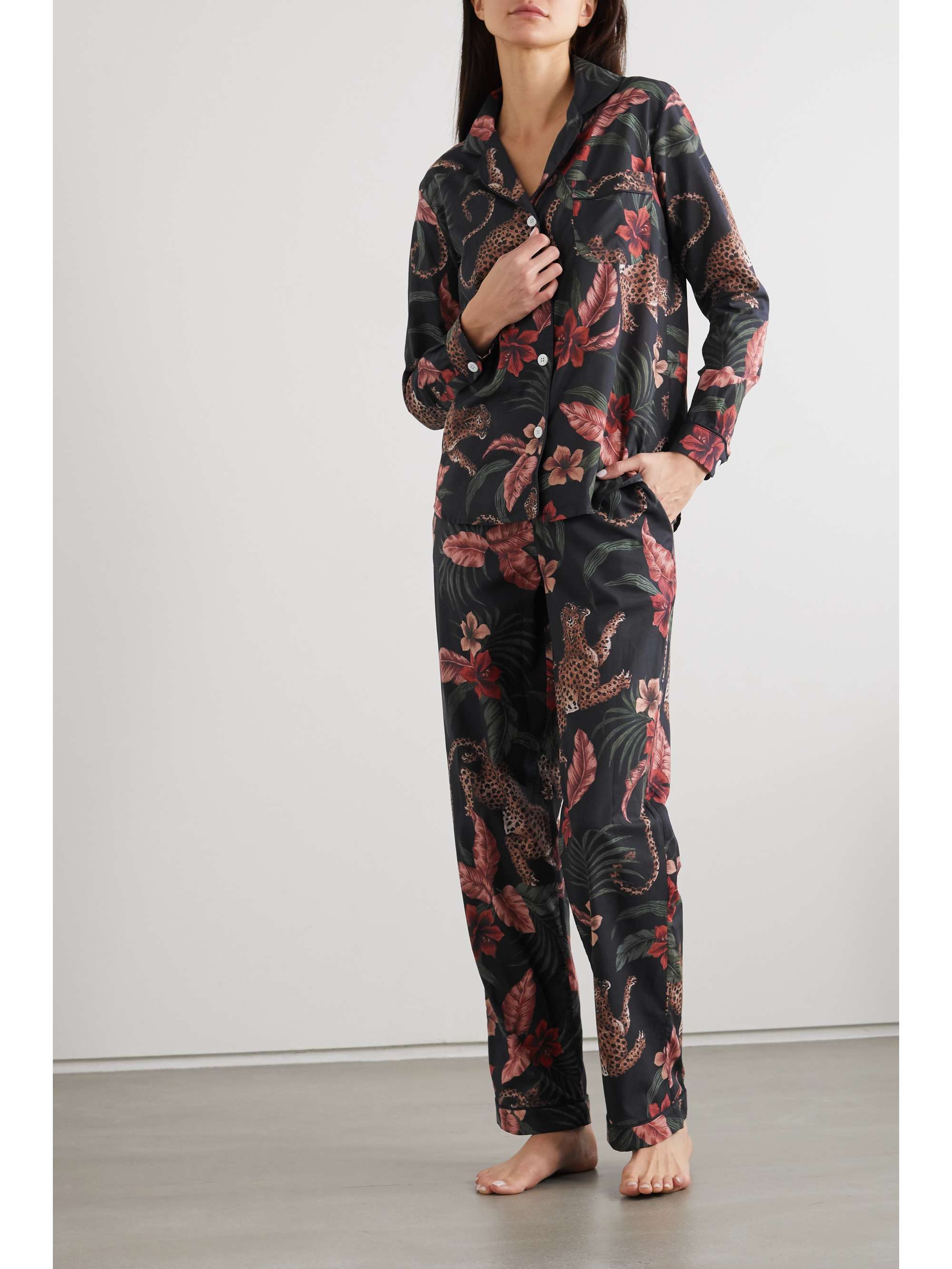 DESMOND & DEMPSEY Printed organic cotton pajama set