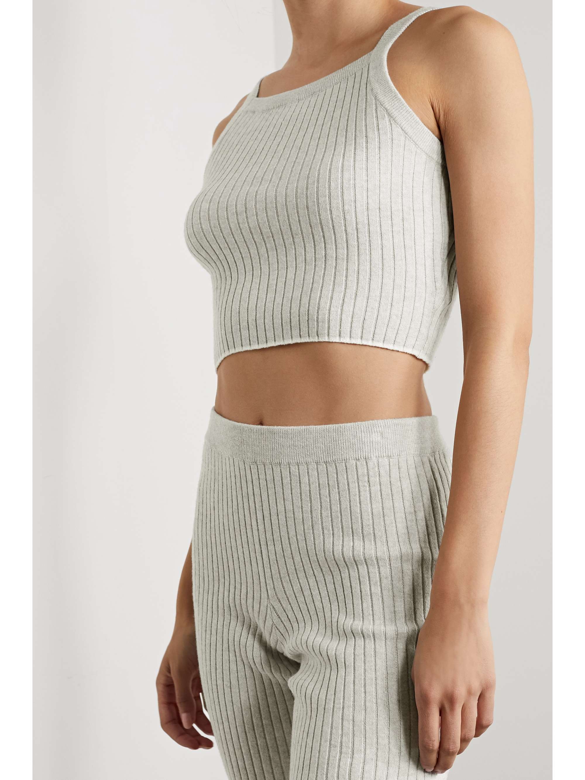 SKIN Mariya cropped ribbed cotton and cashmere-blend tank