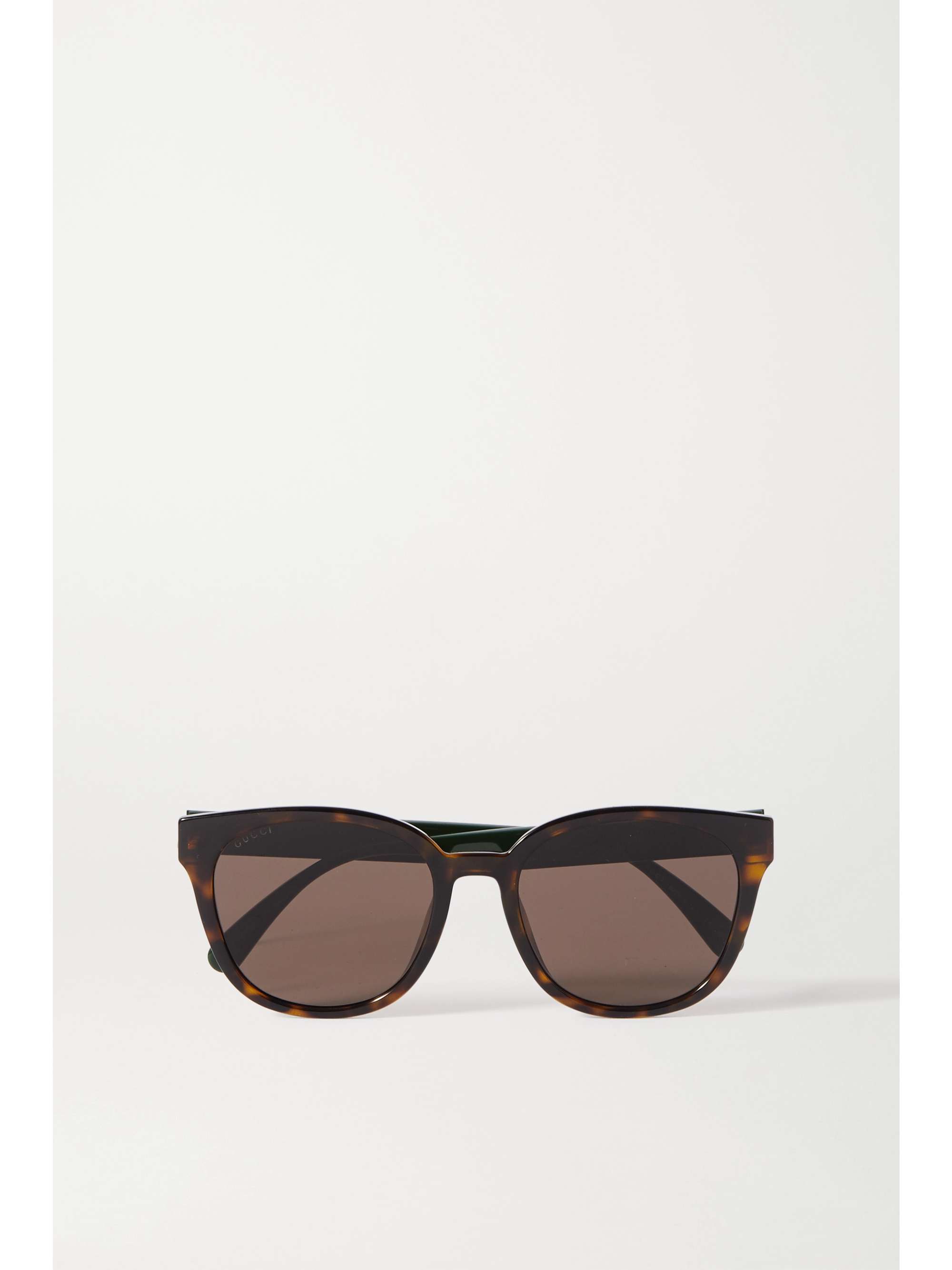 gucci brown tortoiseshell round logo glasses