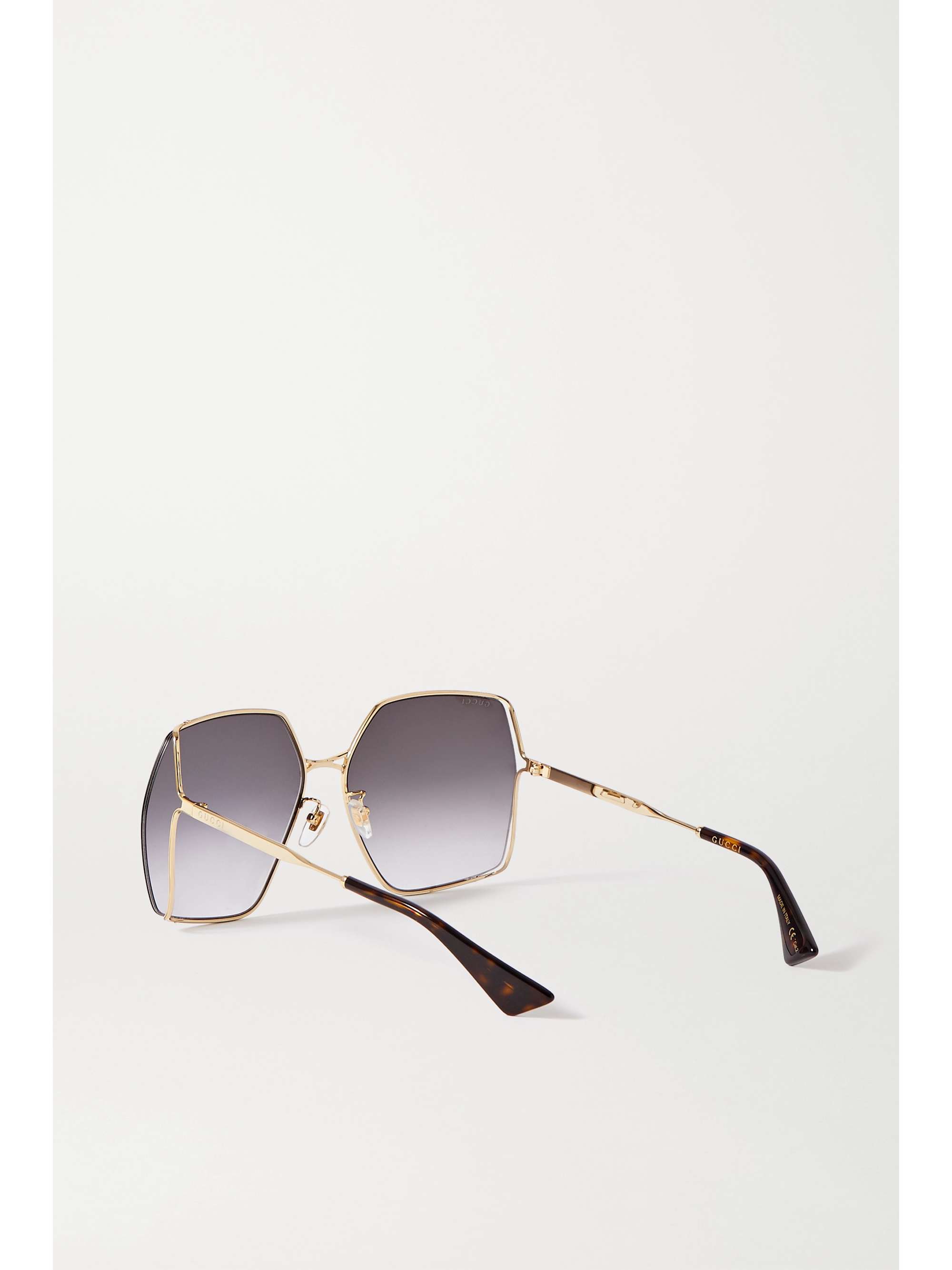 GUCCI EYEWEAR Oversized hexagon-frame gold-tone and acetate sunglasses