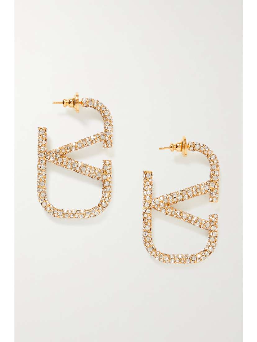 Valentino Garavani Vlogo Gold-tone Crystal Earrings