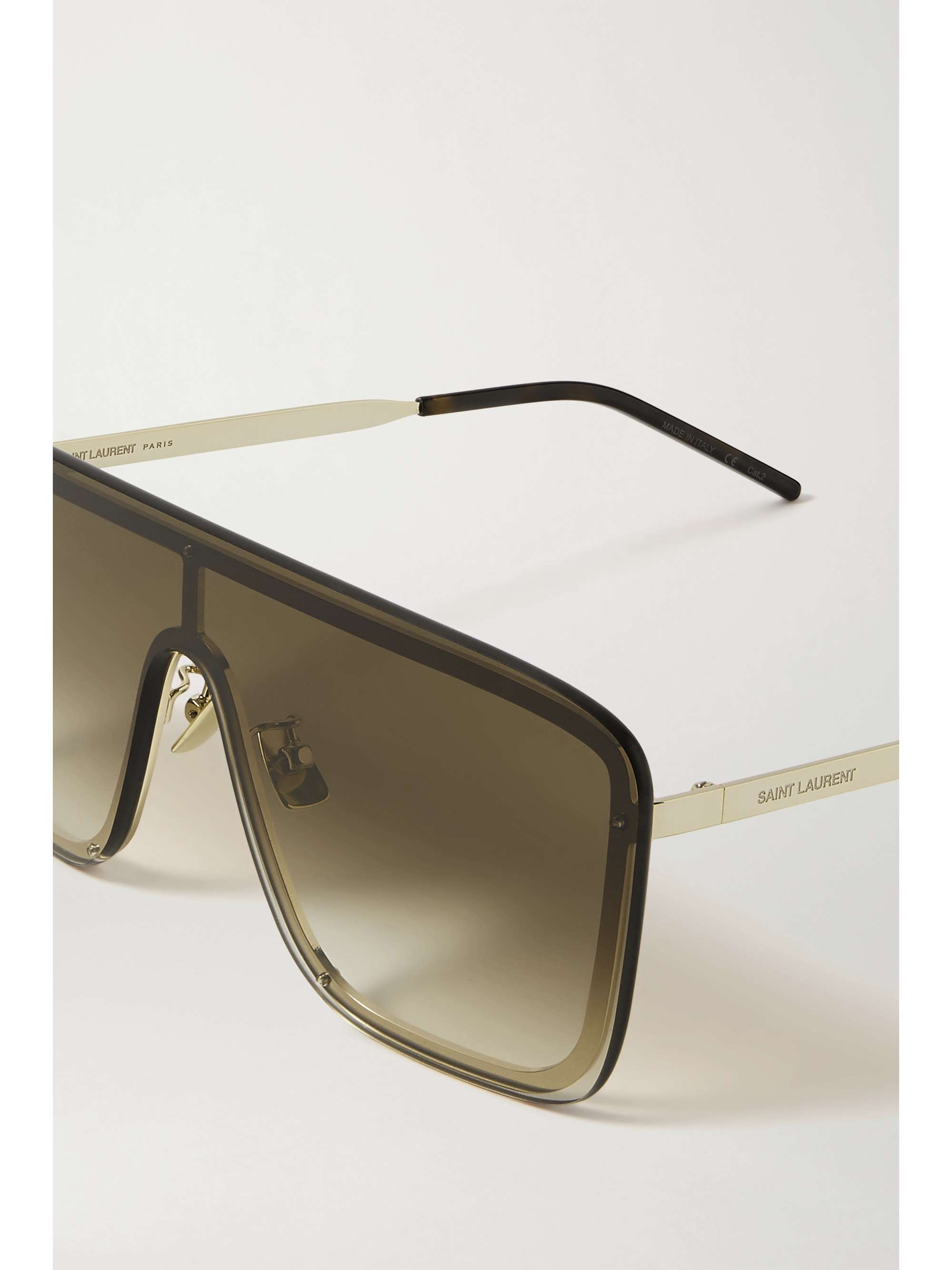 SAINT LAURENT EYEWEAR D-frame gold-tone and tortoiseshell acetate sunglasses