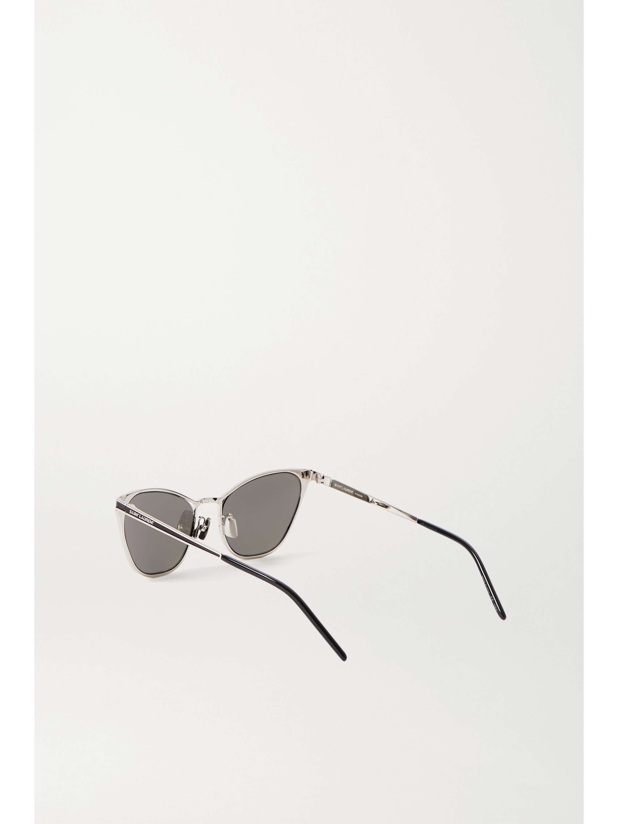 SAINT LAURENT EYEWEAR Silberfarbene Sonnenbrille mit Cat-Eye-Rahmen und Details aus Azetat