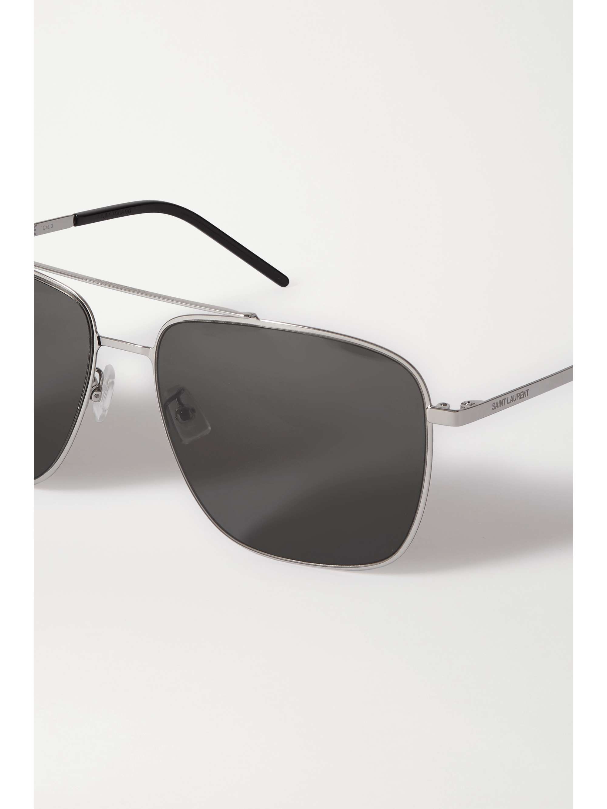 SAINT LAURENT EYEWEAR Aviator-style silver-tone sunglasses