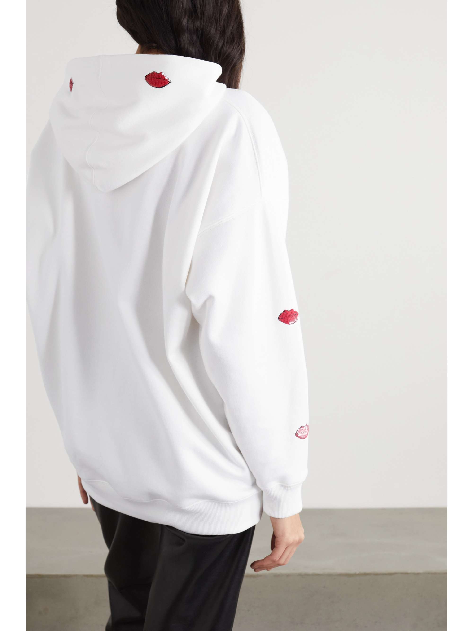 VALENTINO GARAVANI Sequined printed cotton-blend hoodie