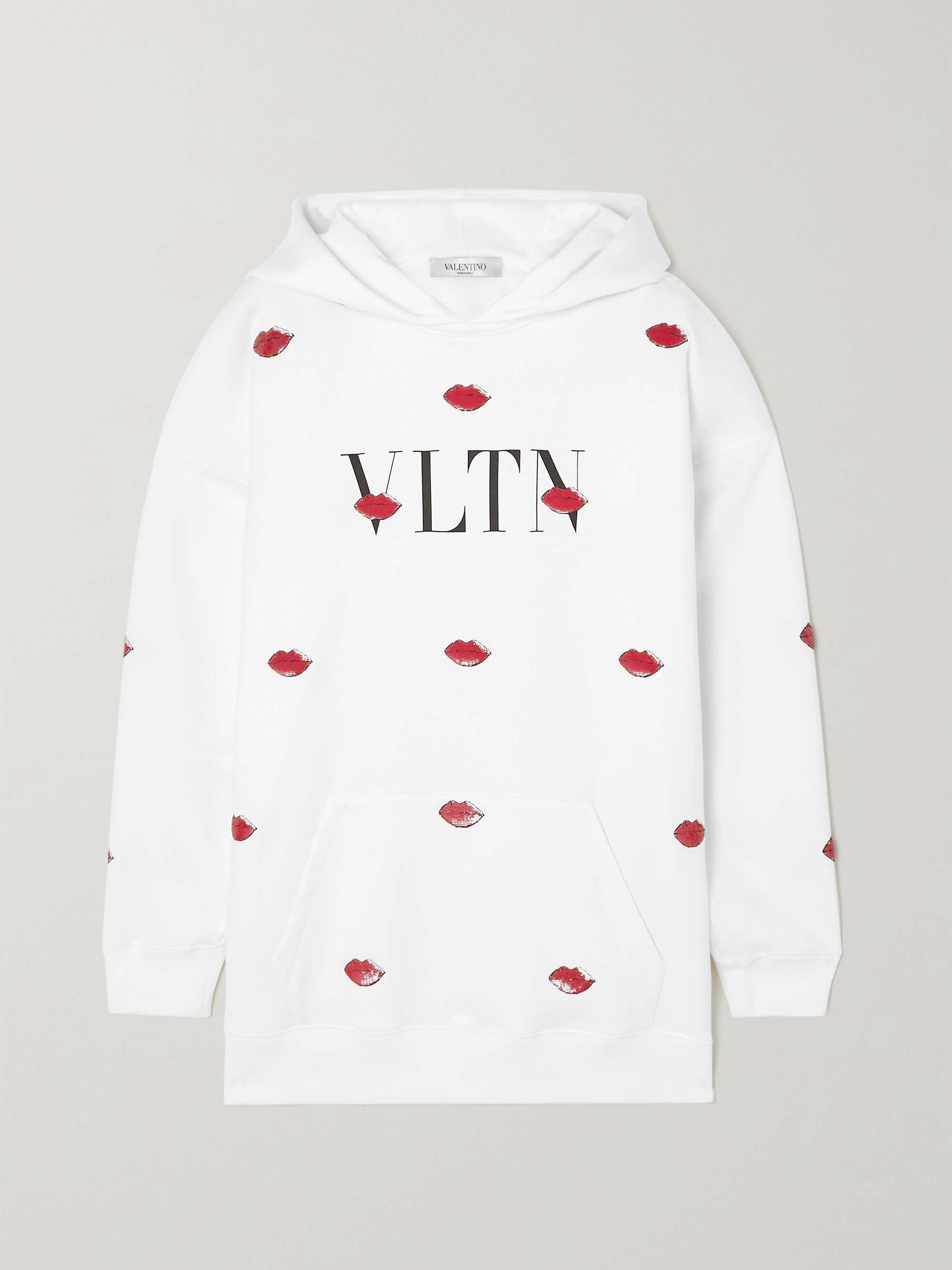 VALENTINO GARAVANI Sequined printed cotton-blend hoodie