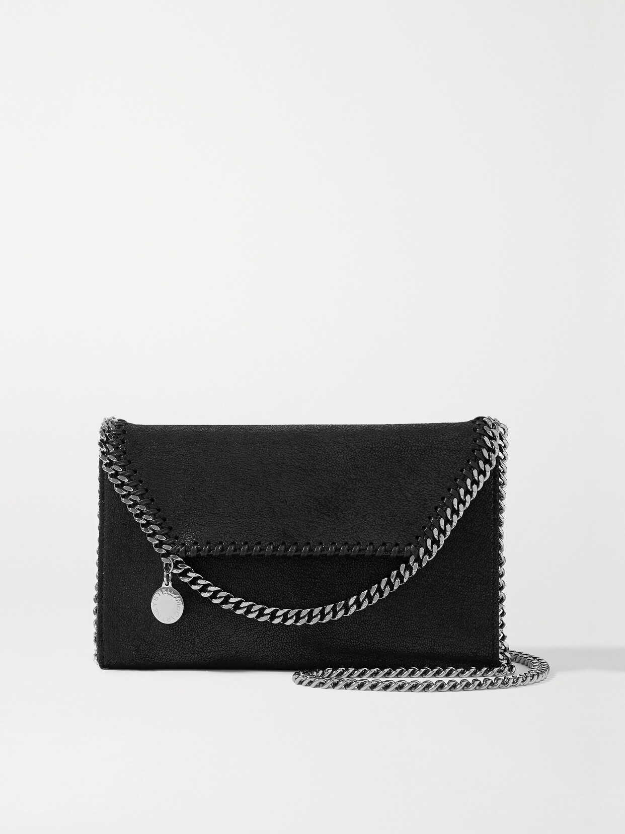 Stella Mccartney The Falabella Mini Vegetarian Textured-leather Shoulder Bag In Black