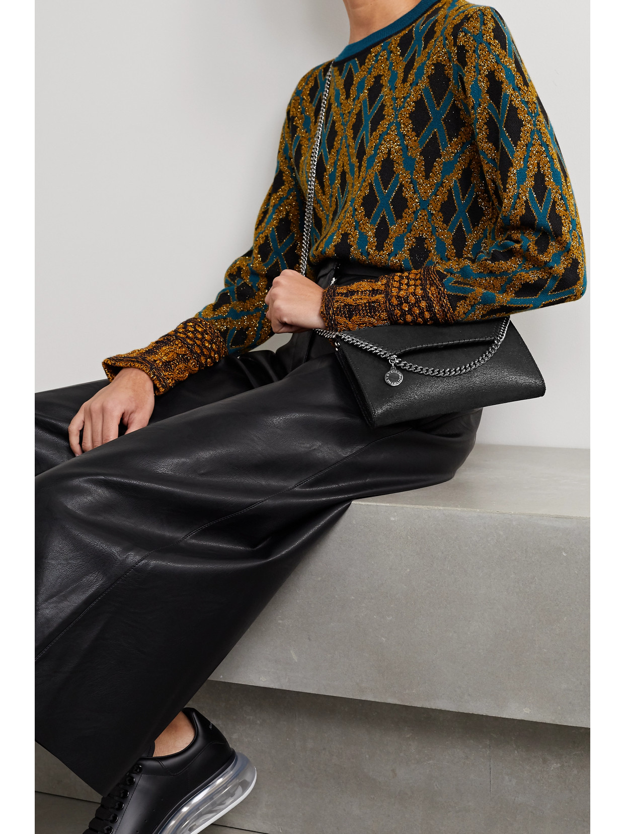 The Falabella Mini Vegetarian Textured-Leather Shoulder Bag