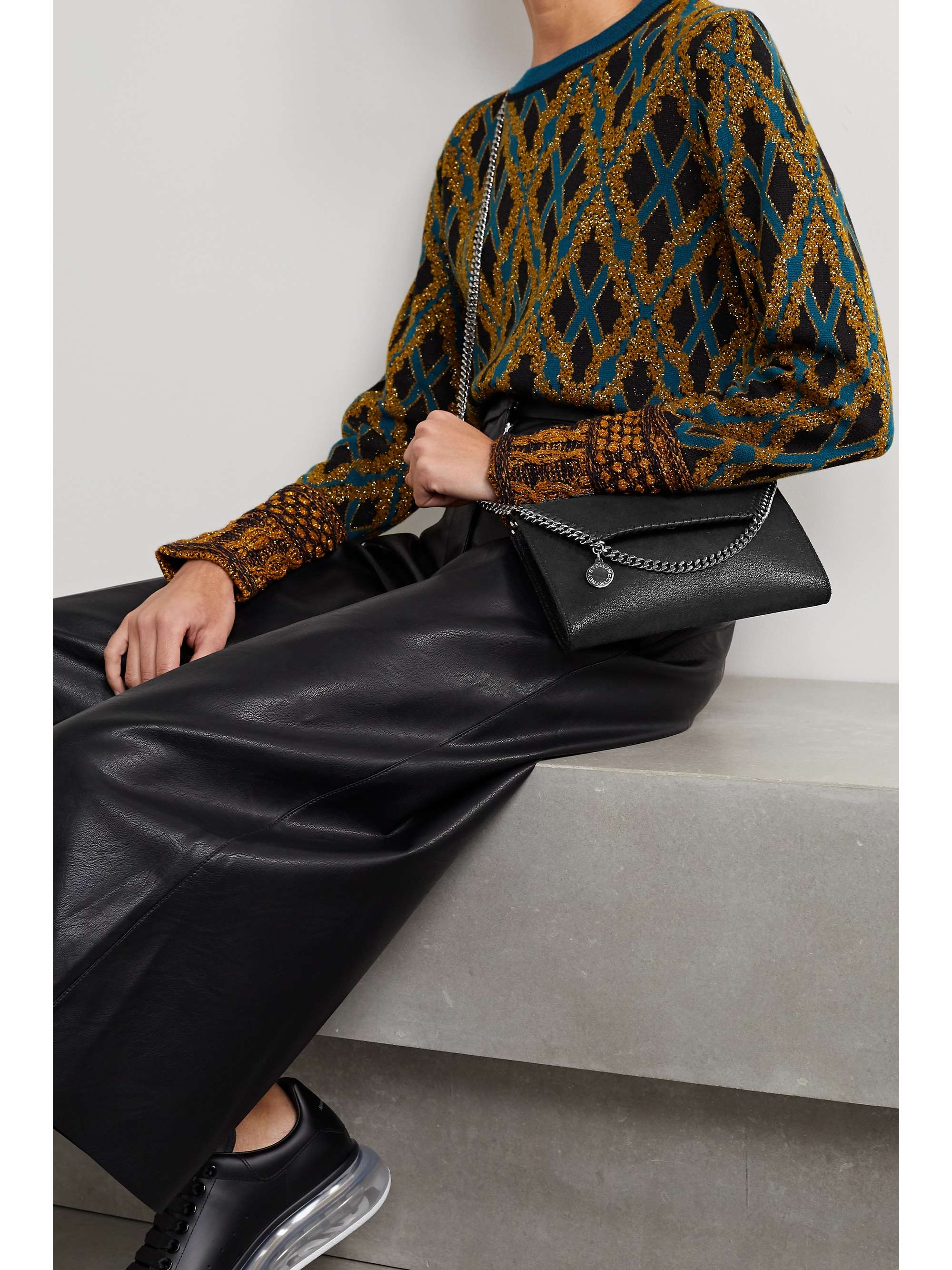 STELLA MCCARTNEY The Falabella mini faux brushed-leather shoulder bag