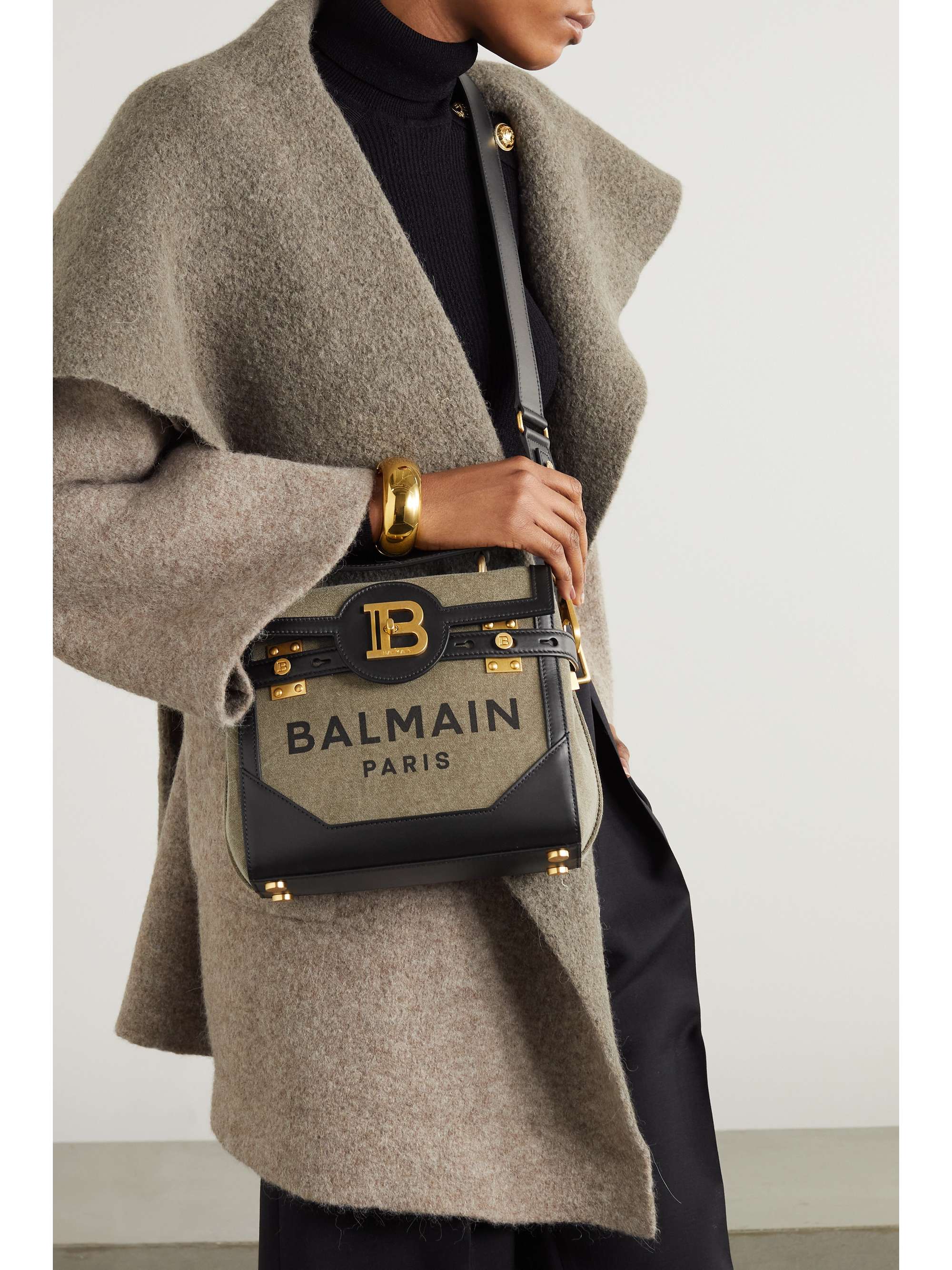 BALMAIN B-Buzz 23 leather-trimmed printed bag | NET-A-PORTER