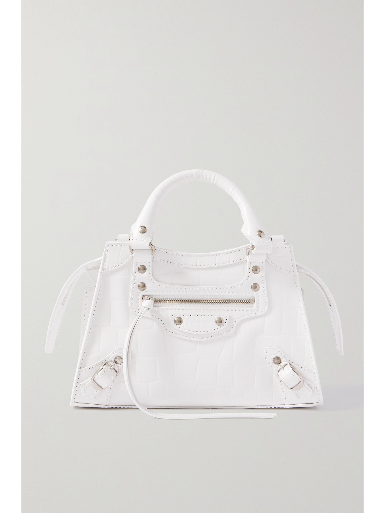 BALENCIAGA NEO CLASSIC CITY MINI CROC-EFFECT LEATHER TOTE