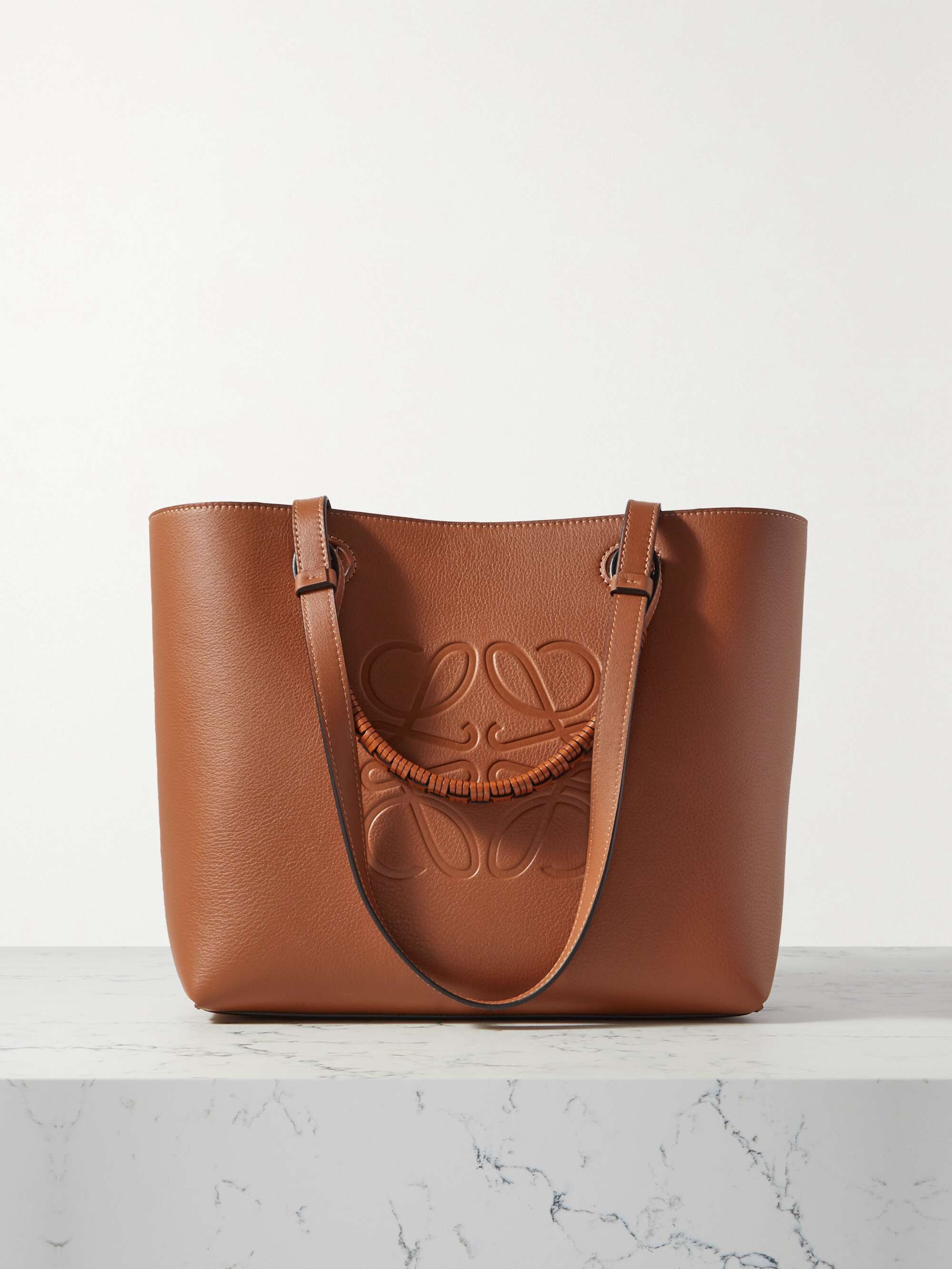 LOEWE Anagram small debossed textured-leather tote | NET-A-PORTER