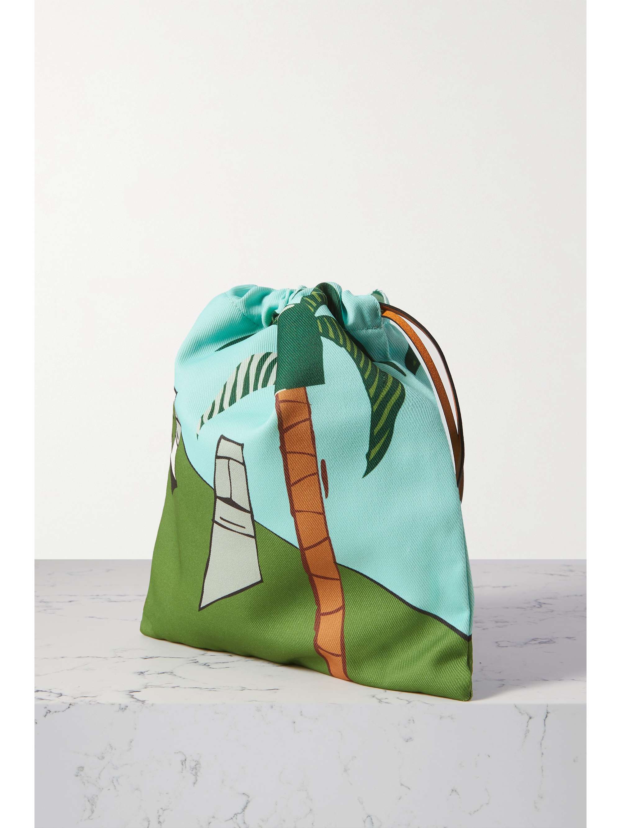 LOEWE + Paula's Ibiza leather-trimmed printed twill pouch