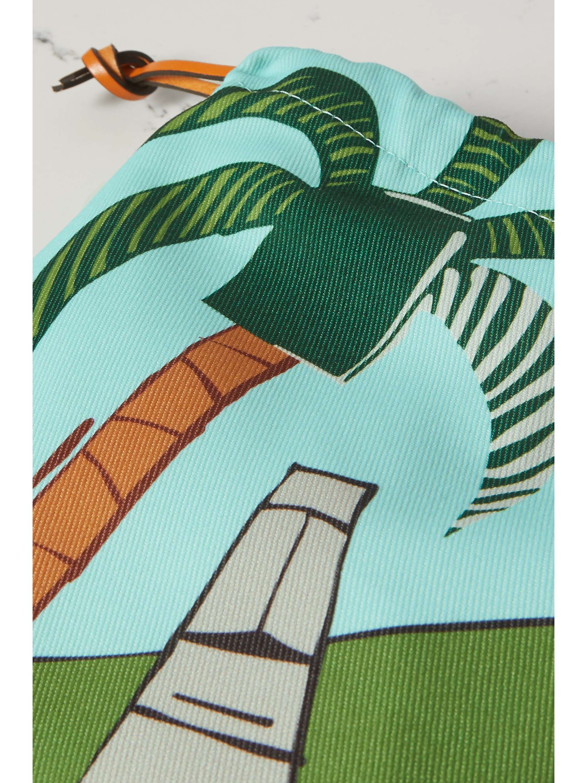 LOEWE + Paula's Ibiza leather-trimmed printed twill pouch