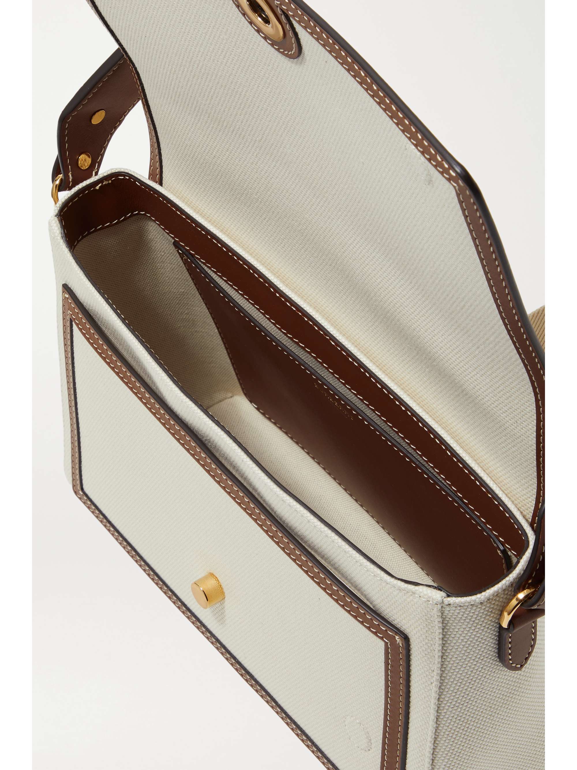 BURBERRY Leathertrimmed printed canvas shoulder bag NETAPORTER