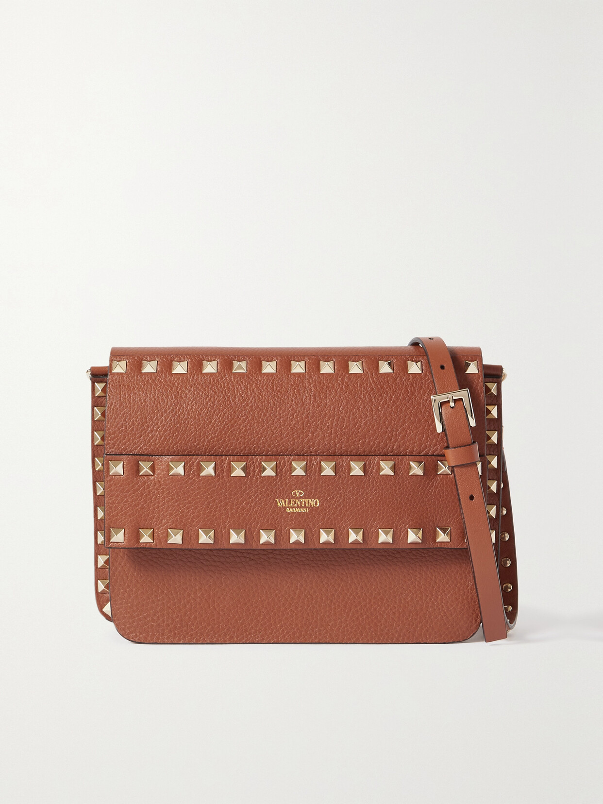 VALENTINO GARAVANI ROCKSTUD TEXTURED-LEATHER SHOULDER BAG