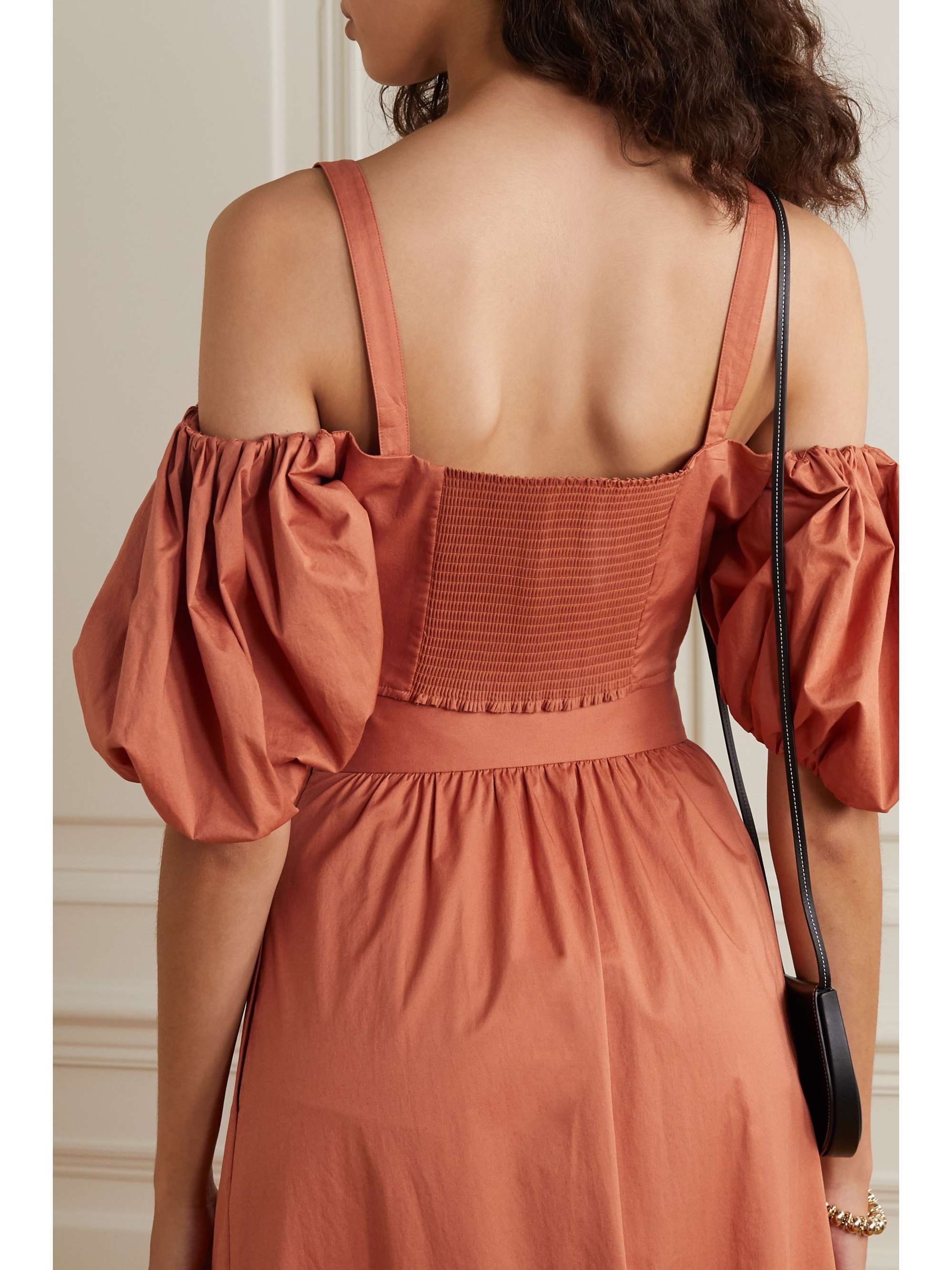 A.L.C. A.L.C. x Petra Flannery Melody cold-shoulder cropped cotton-blend poplin top