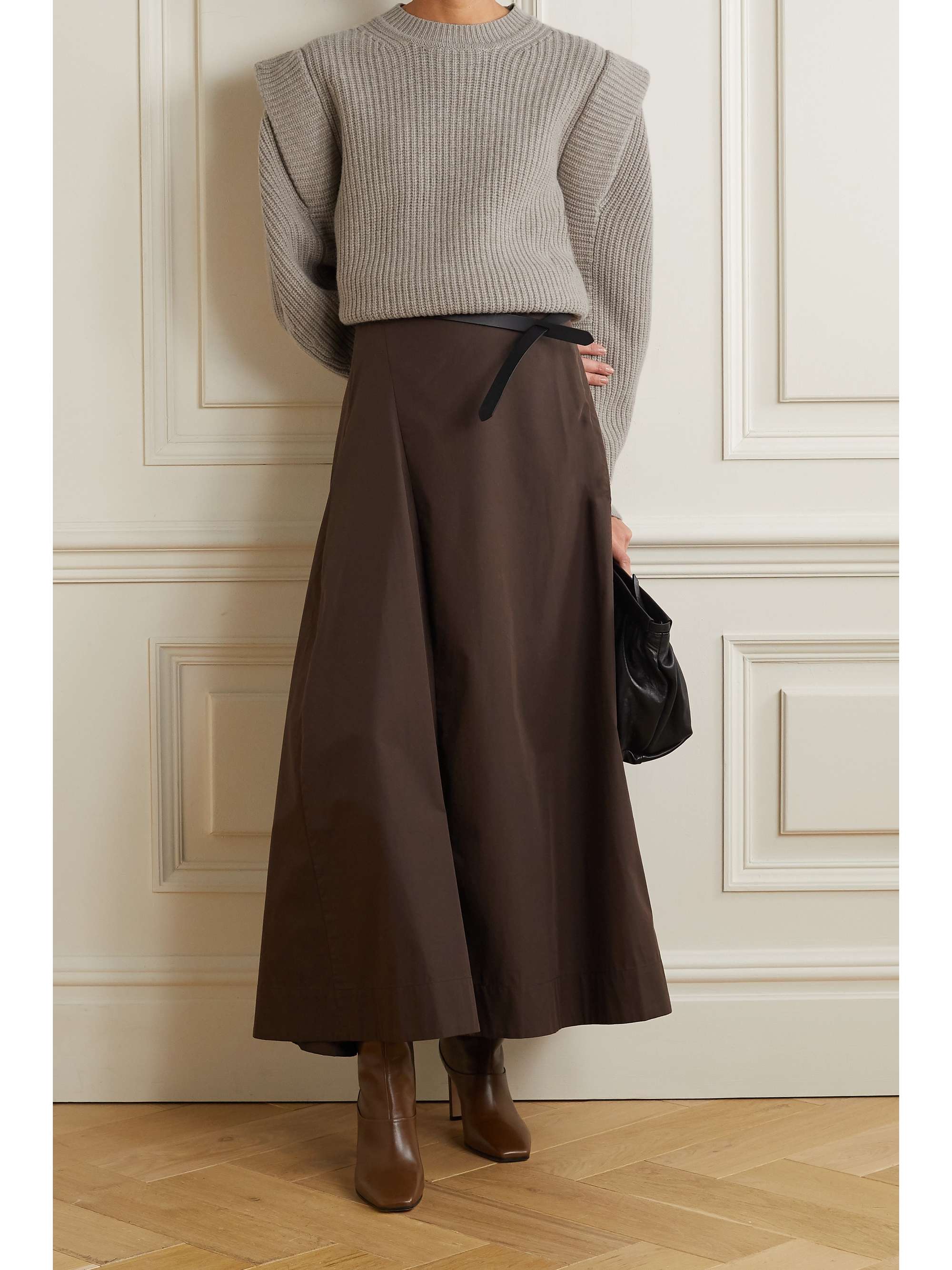 Taupe Bolton ribbed merino wool and 