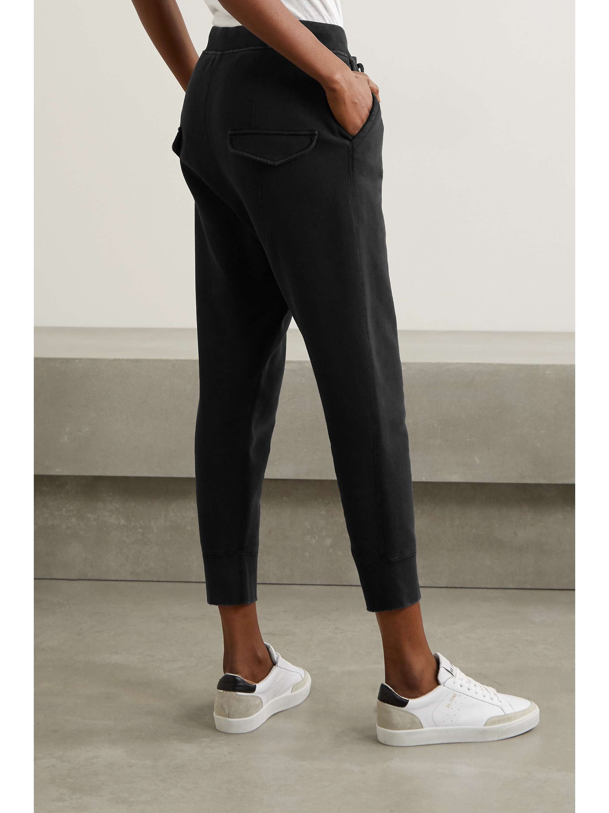 NILI LOTAN Nolan cropped cotton-jersey track pants
