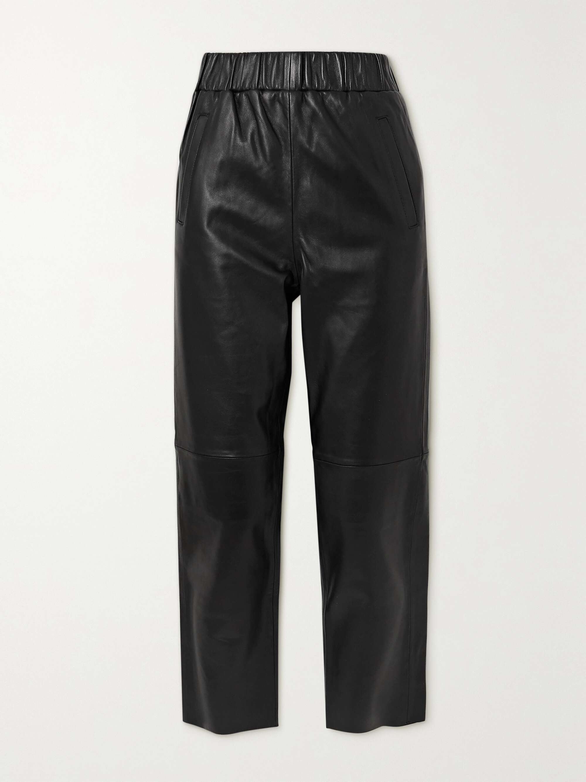 Black leather outlet track pants