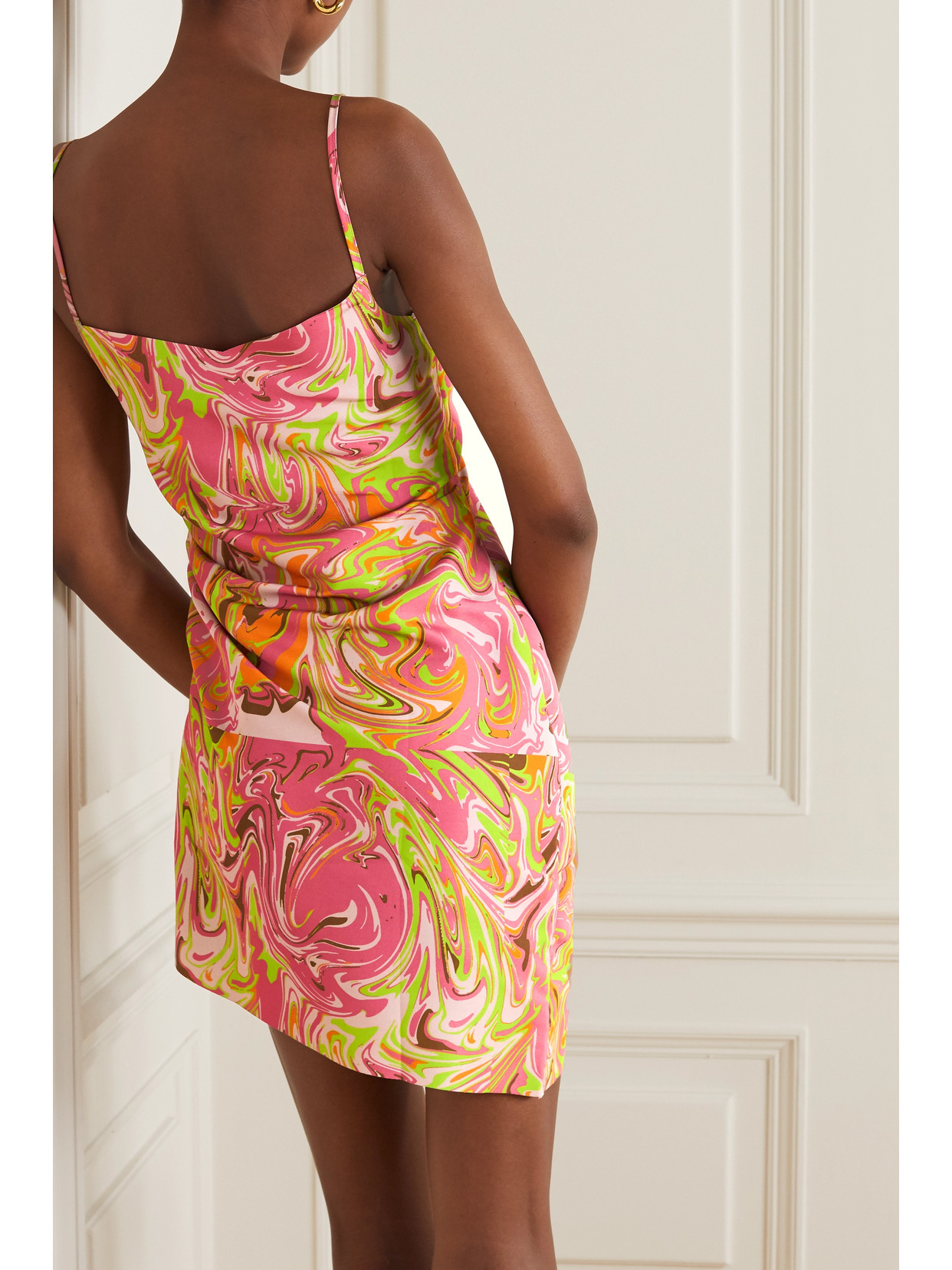 MAISIE WILEN PARTY GIRL ASYMMETRIC PRINTED CREPE MINI DRESS