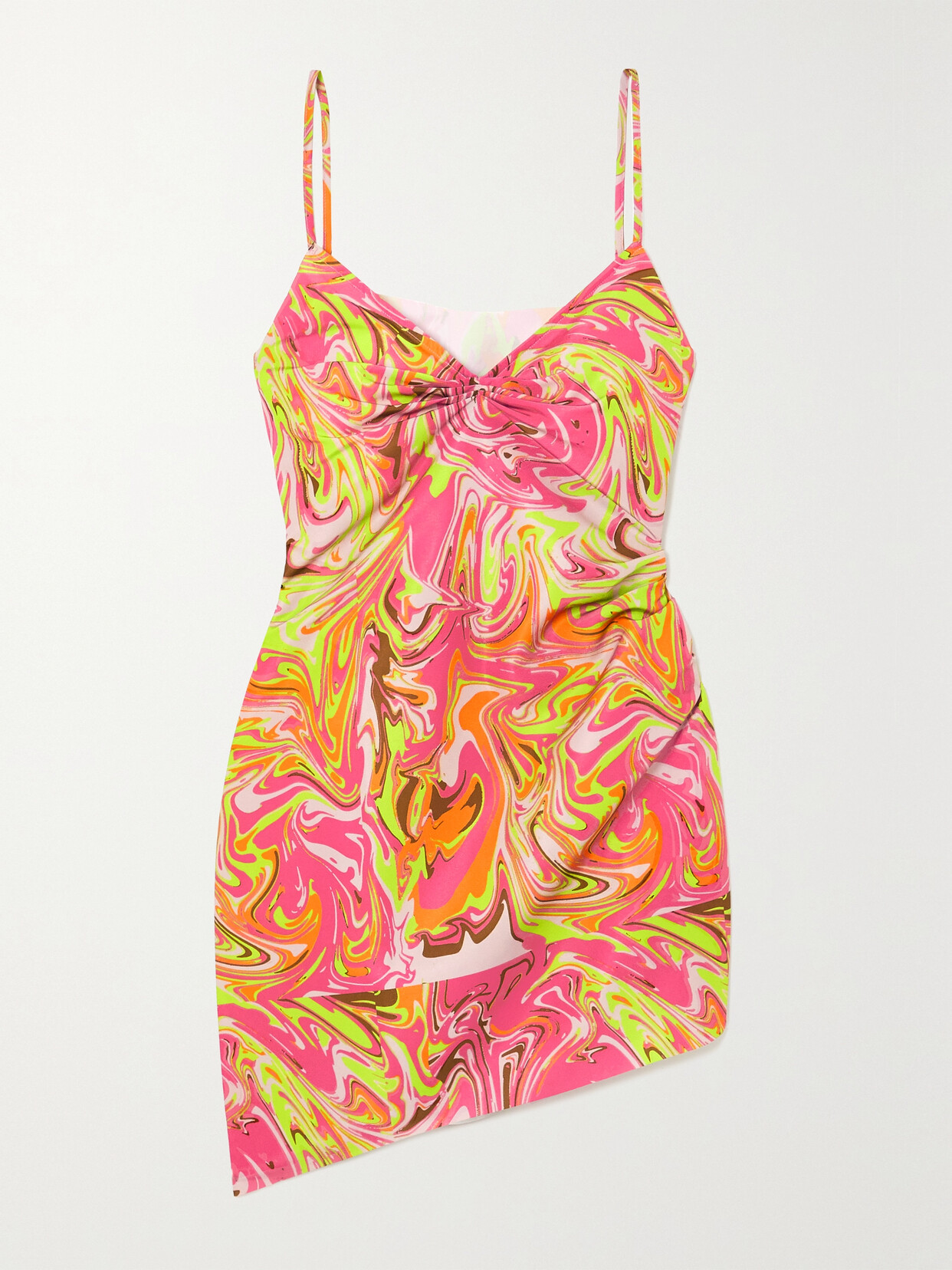 MAISIE WILEN PARTY GIRL ASYMMETRIC PRINTED CREPE MINI DRESS