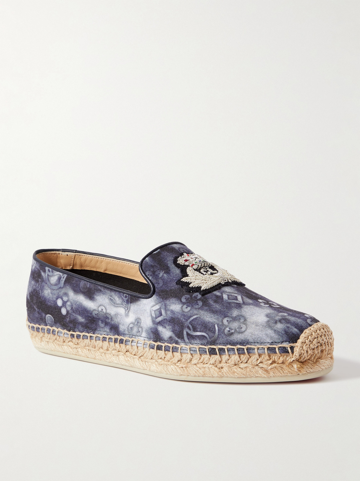 CHRISTIAN LOUBOUTIN NANOU ORLATO LOGO-EMBROIDERED TIE-DYED CANVAS ESPADRILLES