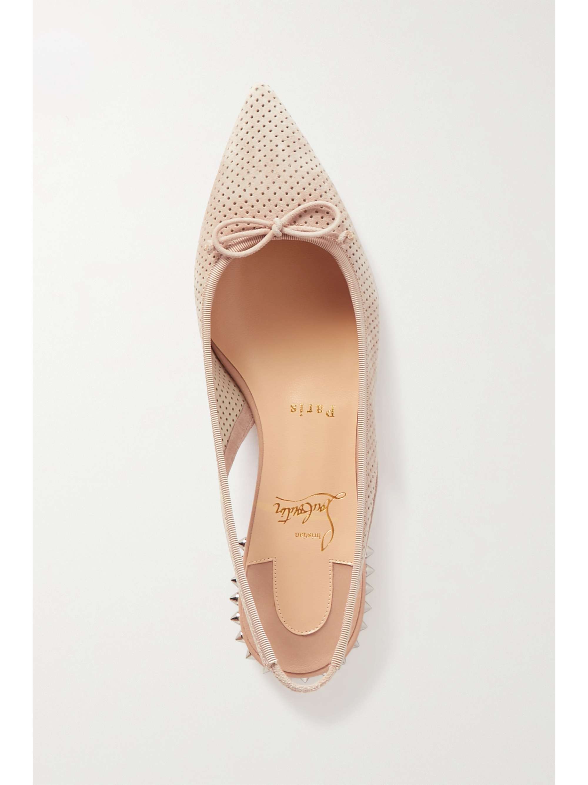 Værdiløs inflation vedvarende ressource CHRISTIAN LOUBOUTIN Hall 20 spiked perforated suede slingback point-toe  flats | NET-A-PORTER