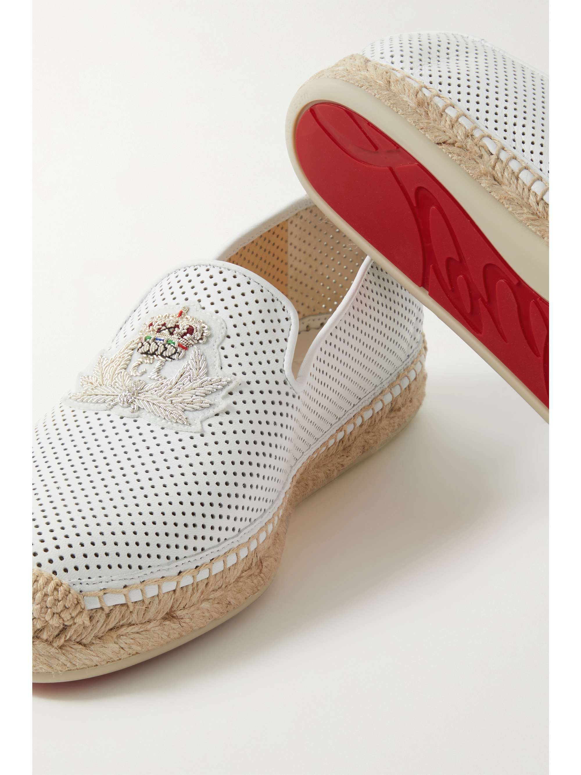 Nanou Orlato logo-embroidered perforated leather espadrilles