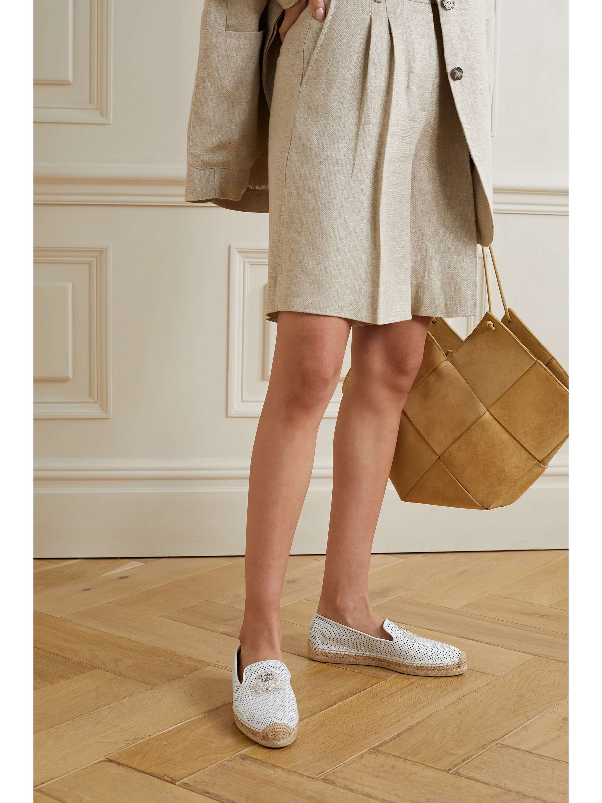 Nanou Orlato logo-embroidered perforated leather espadrilles