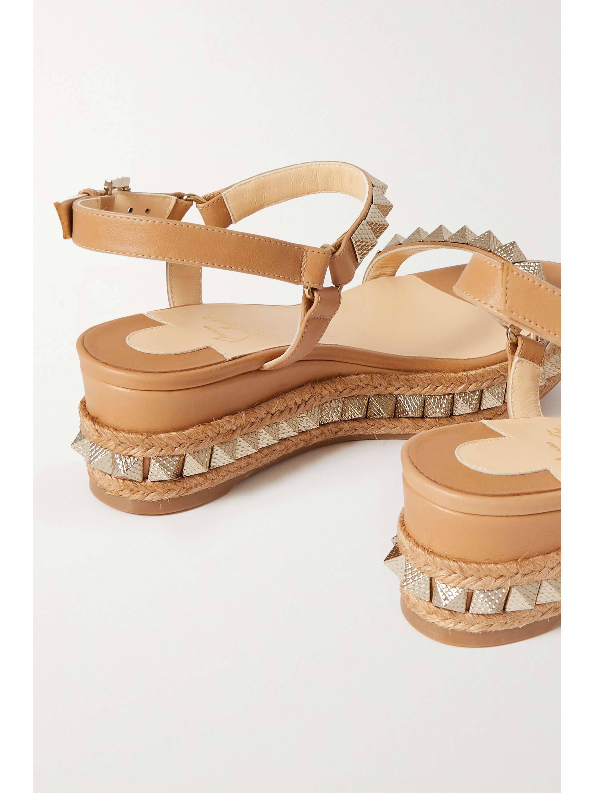 CHRISTIAN LOUBOUTIN Pyraclou 60 studded leather wedge sandals