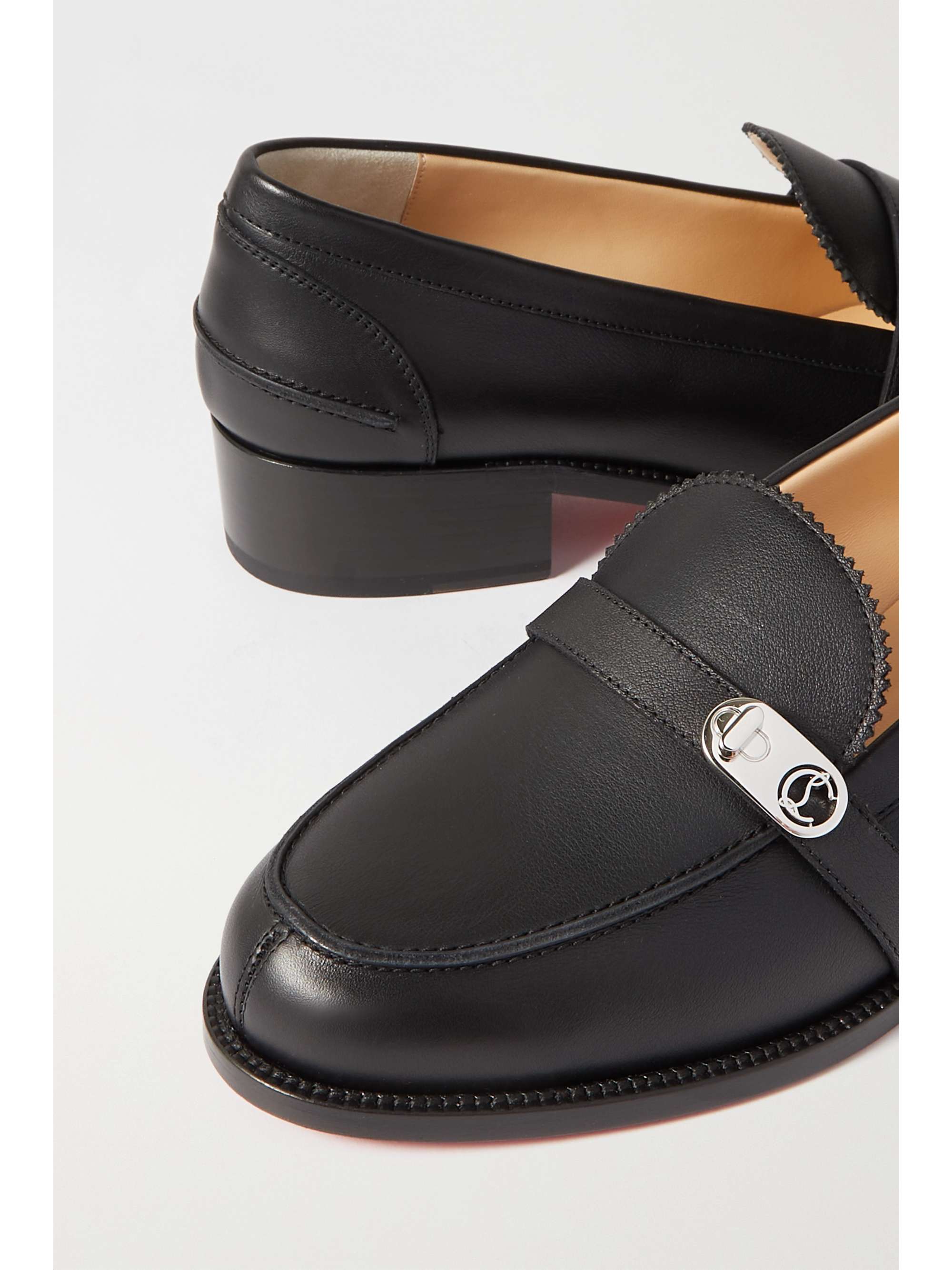 CHRISTIAN LOUBOUTIN Lock Me Moc 45 embellished leather loafers